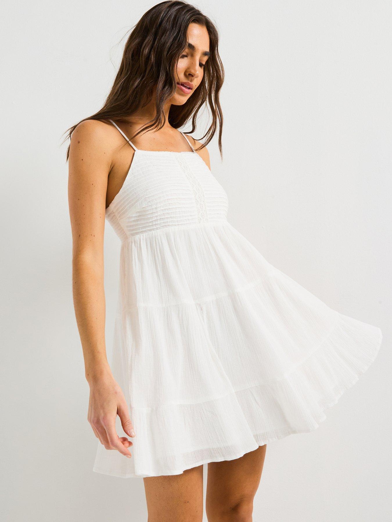 Image 1 of 5 of V by Very Shirred Detail Cami Dress - White
