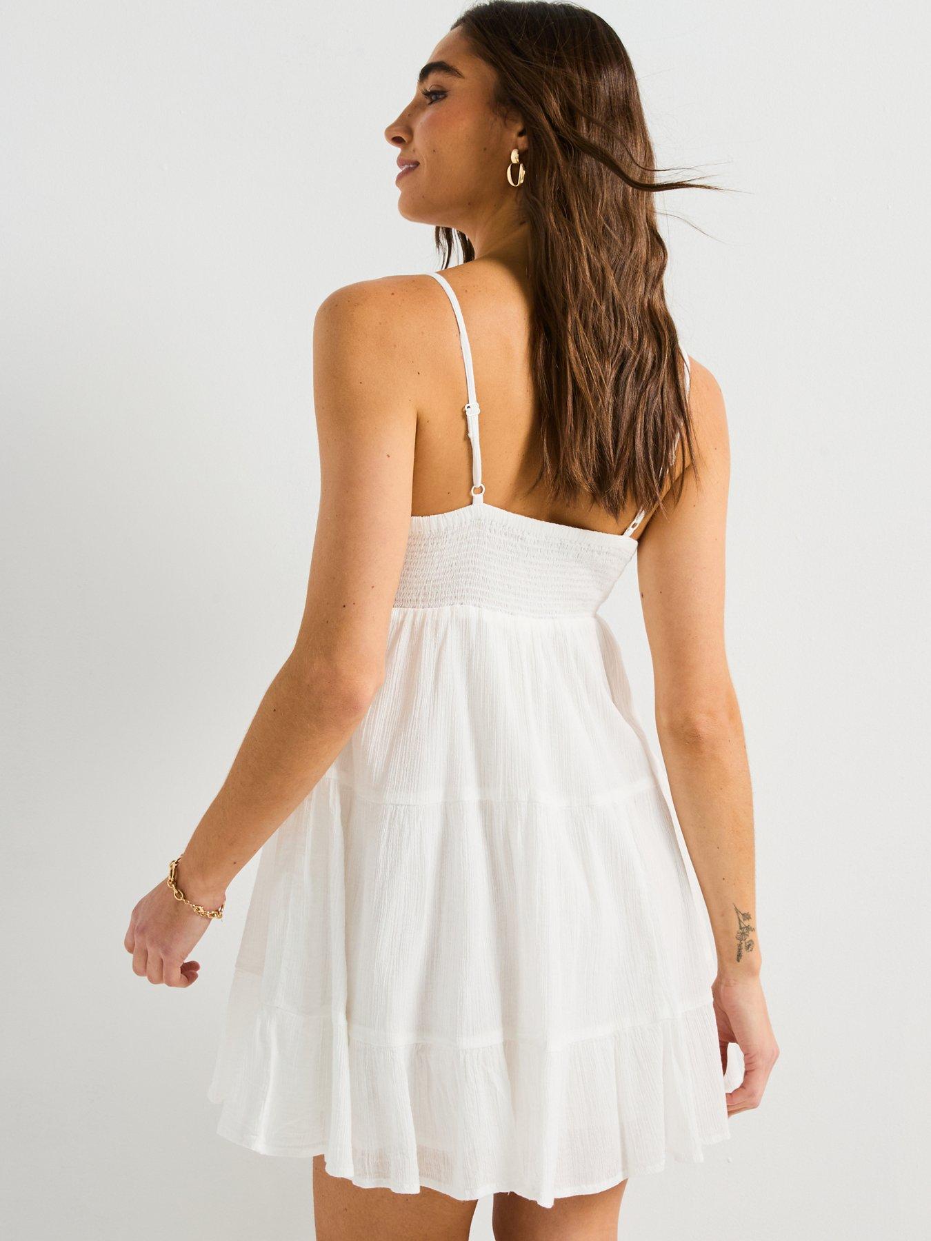 Image 2 of 5 of V by Very Shirred Detail Cami Dress - White