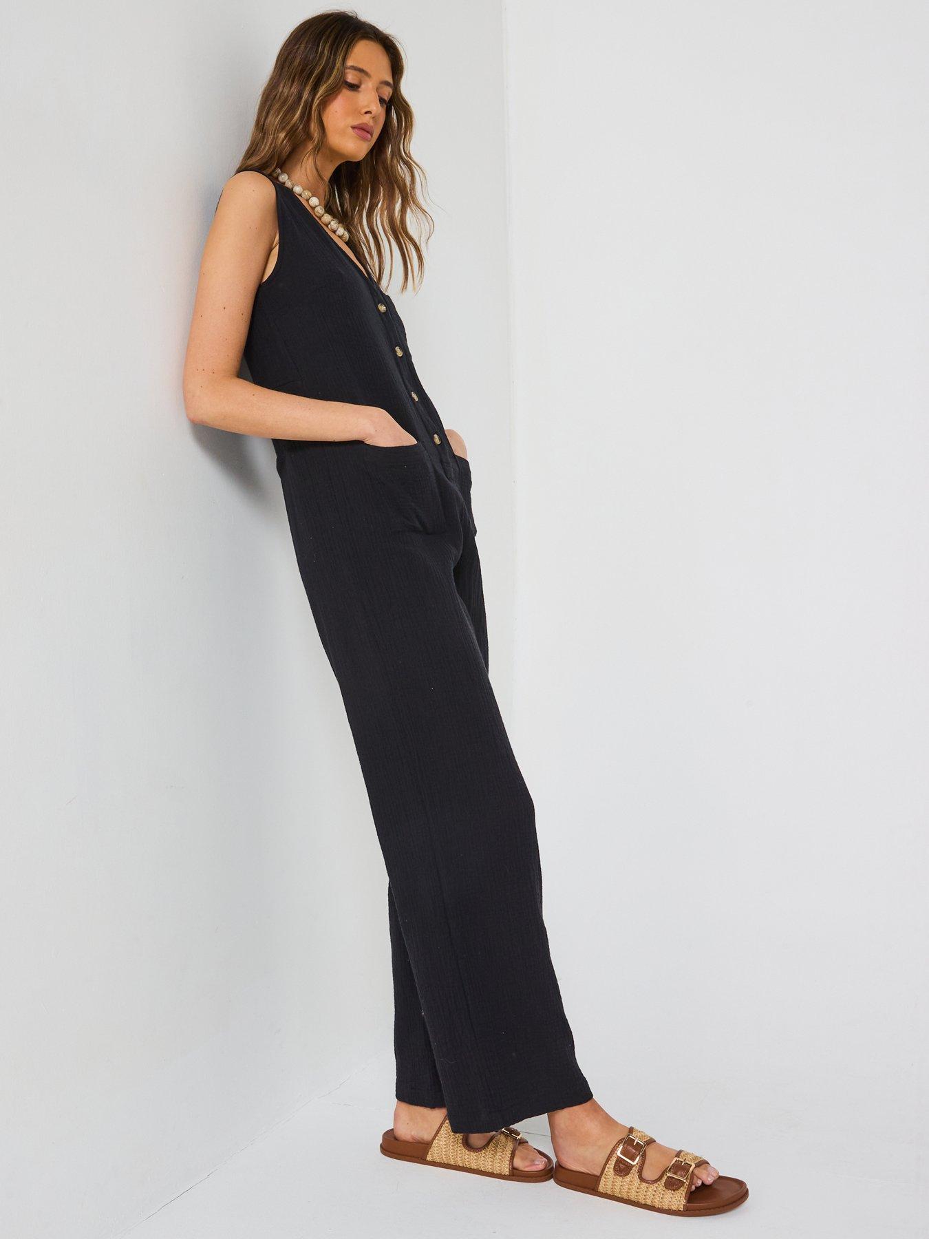 Image 5 of 6 of V by Very Cheese Cloth Jumpsuit Black