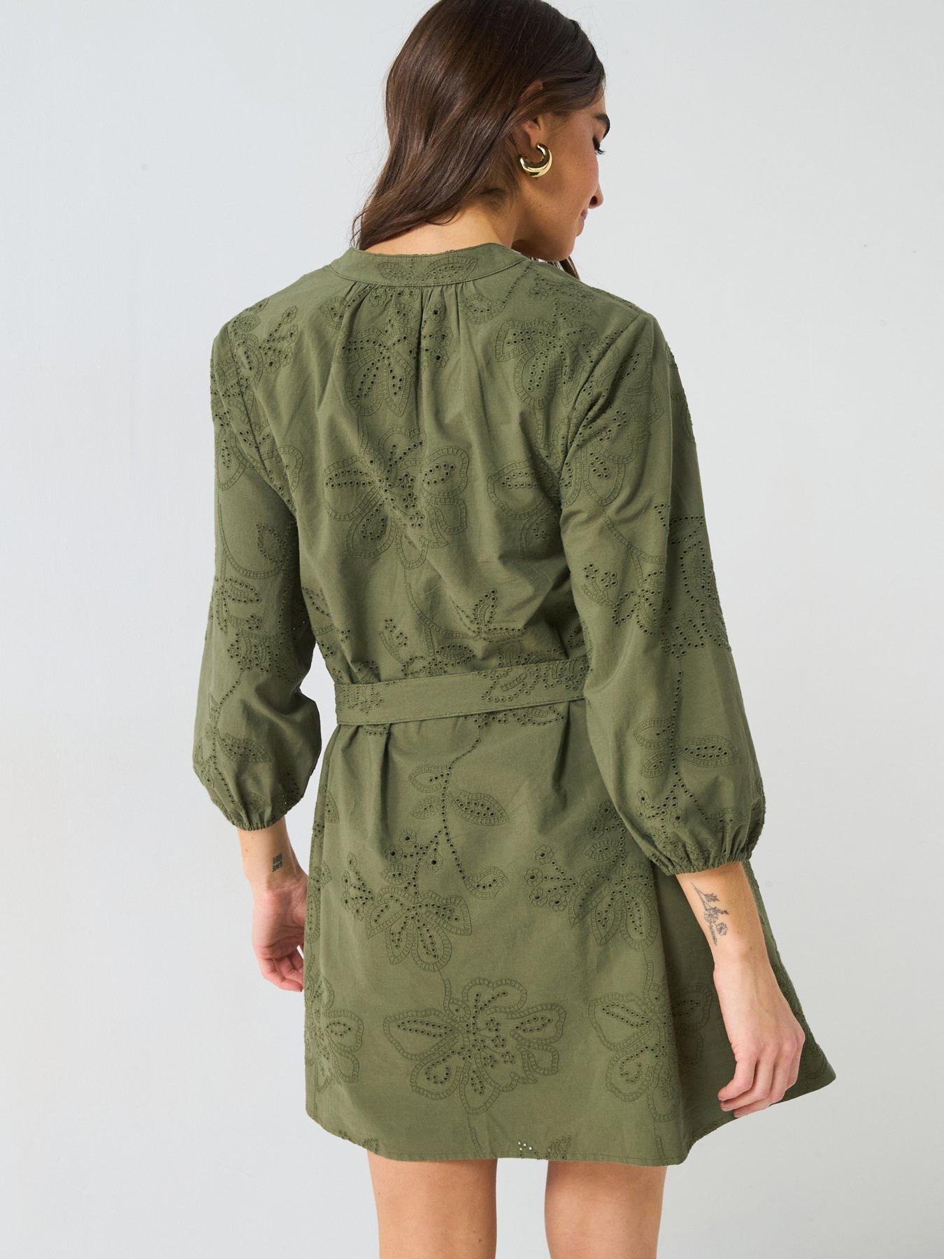 v-by-very-broderie-mini-dress-olive-khakistillFront