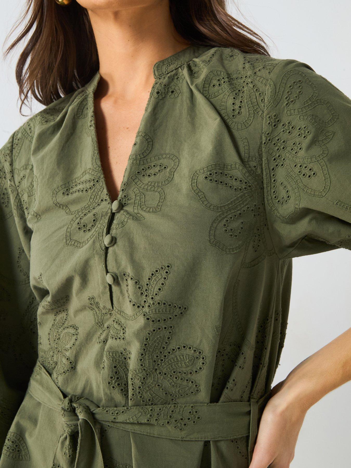 v-by-very-broderie-mini-dress-olive-khakidetail