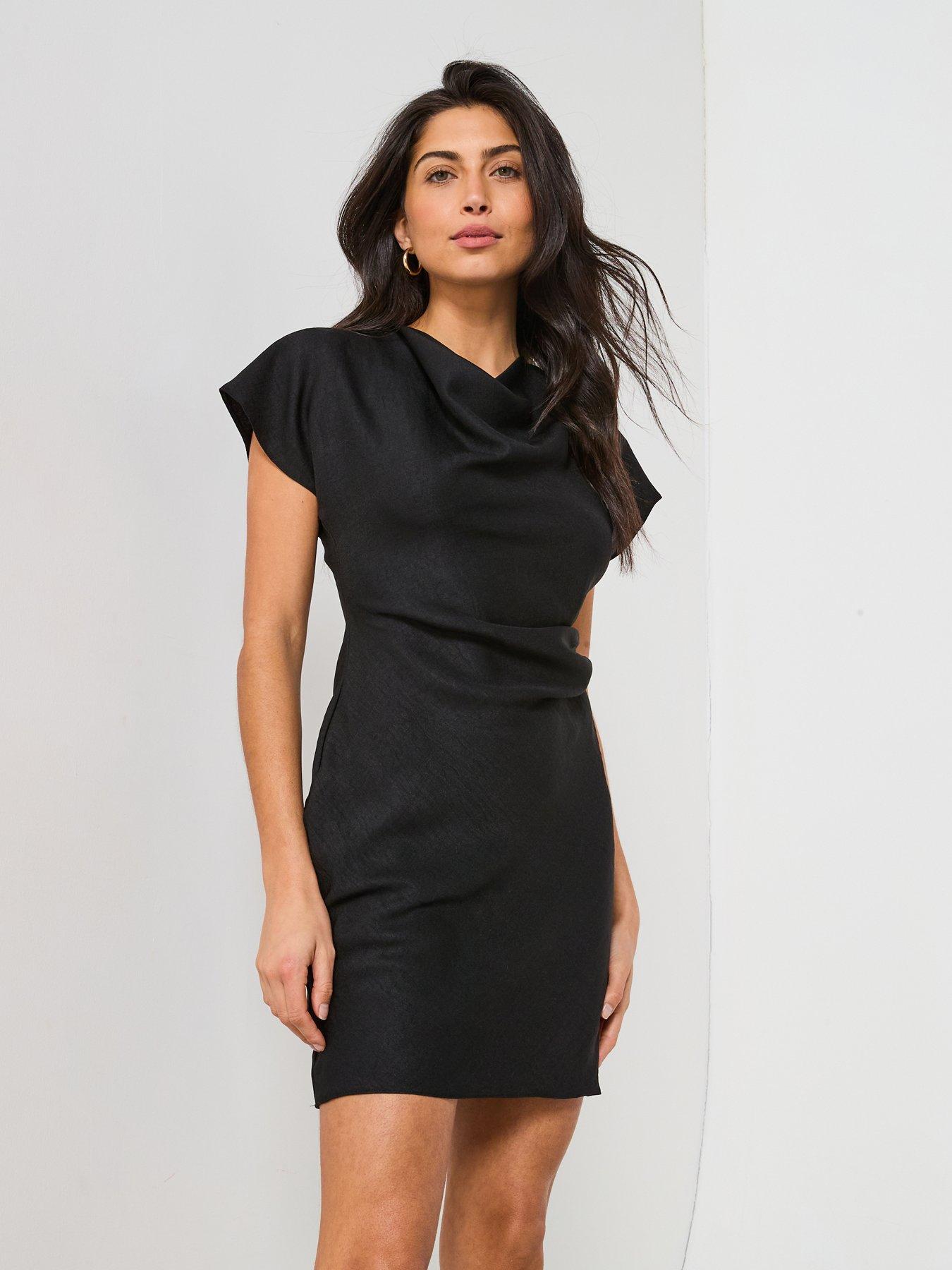 Image of V by Very Draped Textured Mini Dress - Black