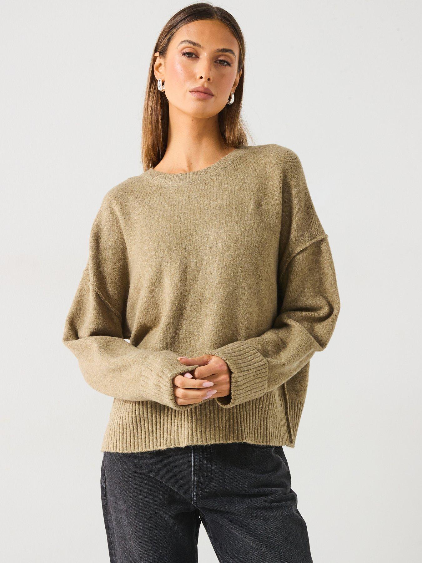 mango-khaki-knitted-jumperfront