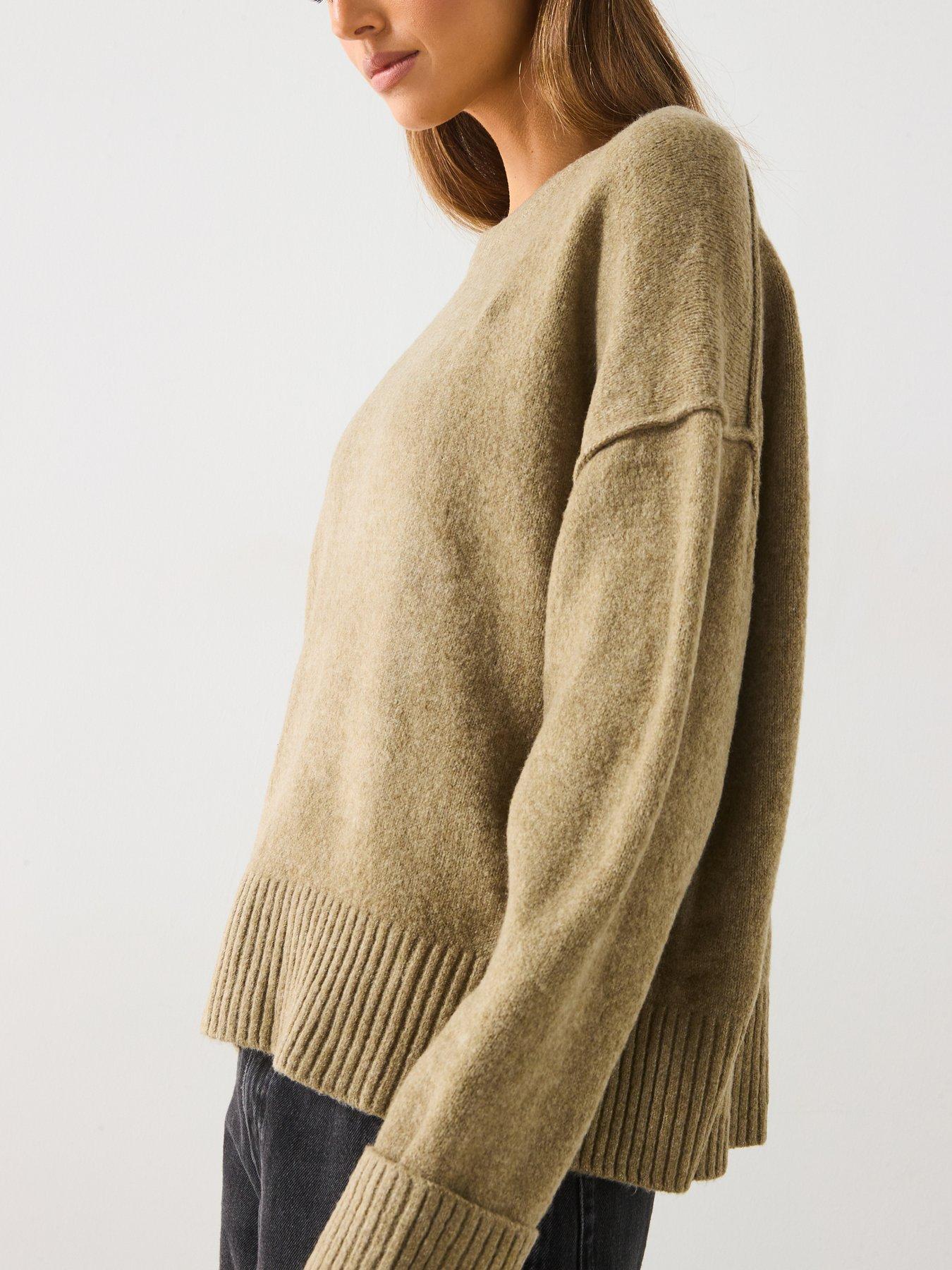 mango-khaki-knitted-jumperdetail