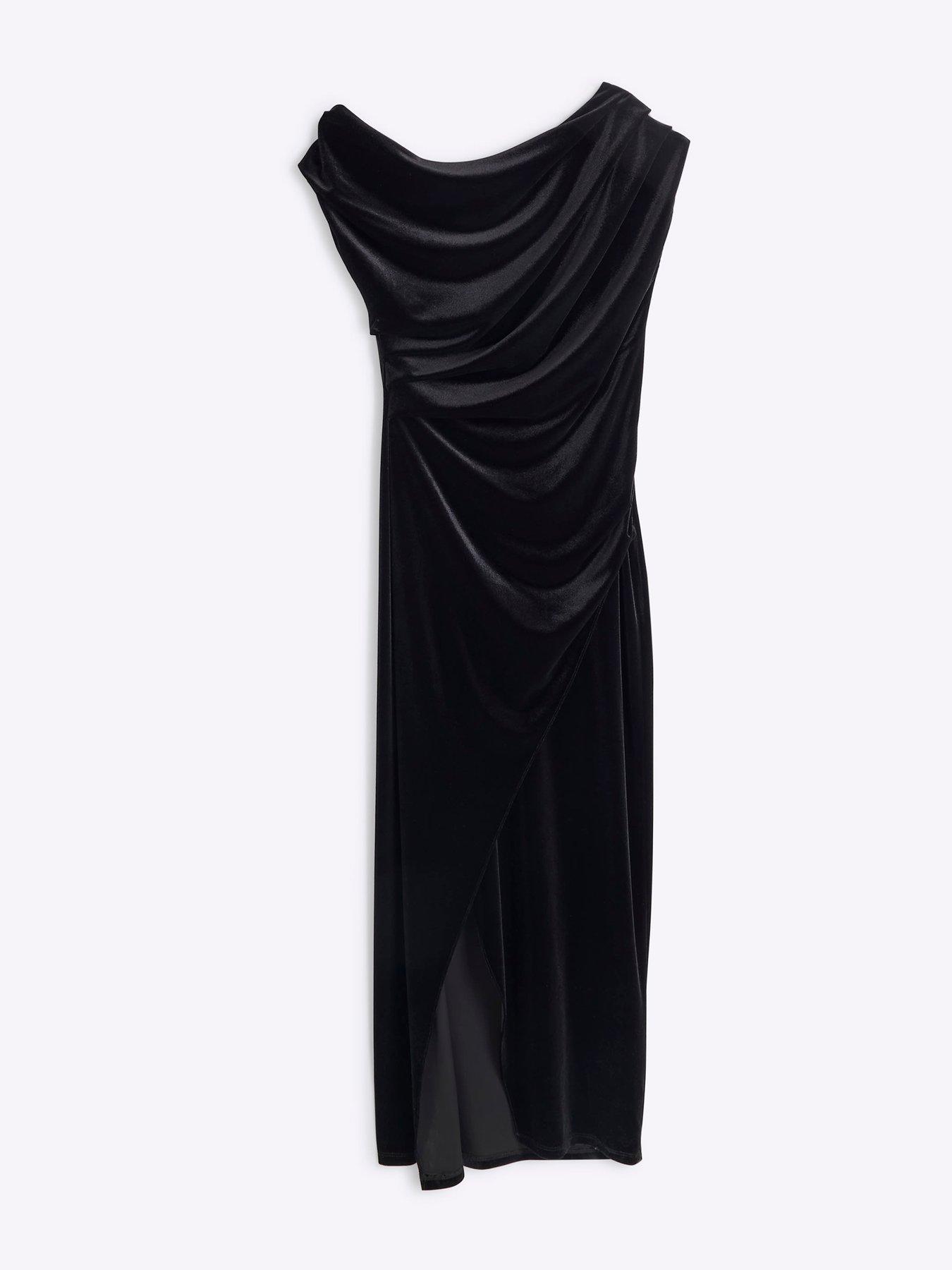 river-island-velvet-drape-midi-dress-blackstillFront