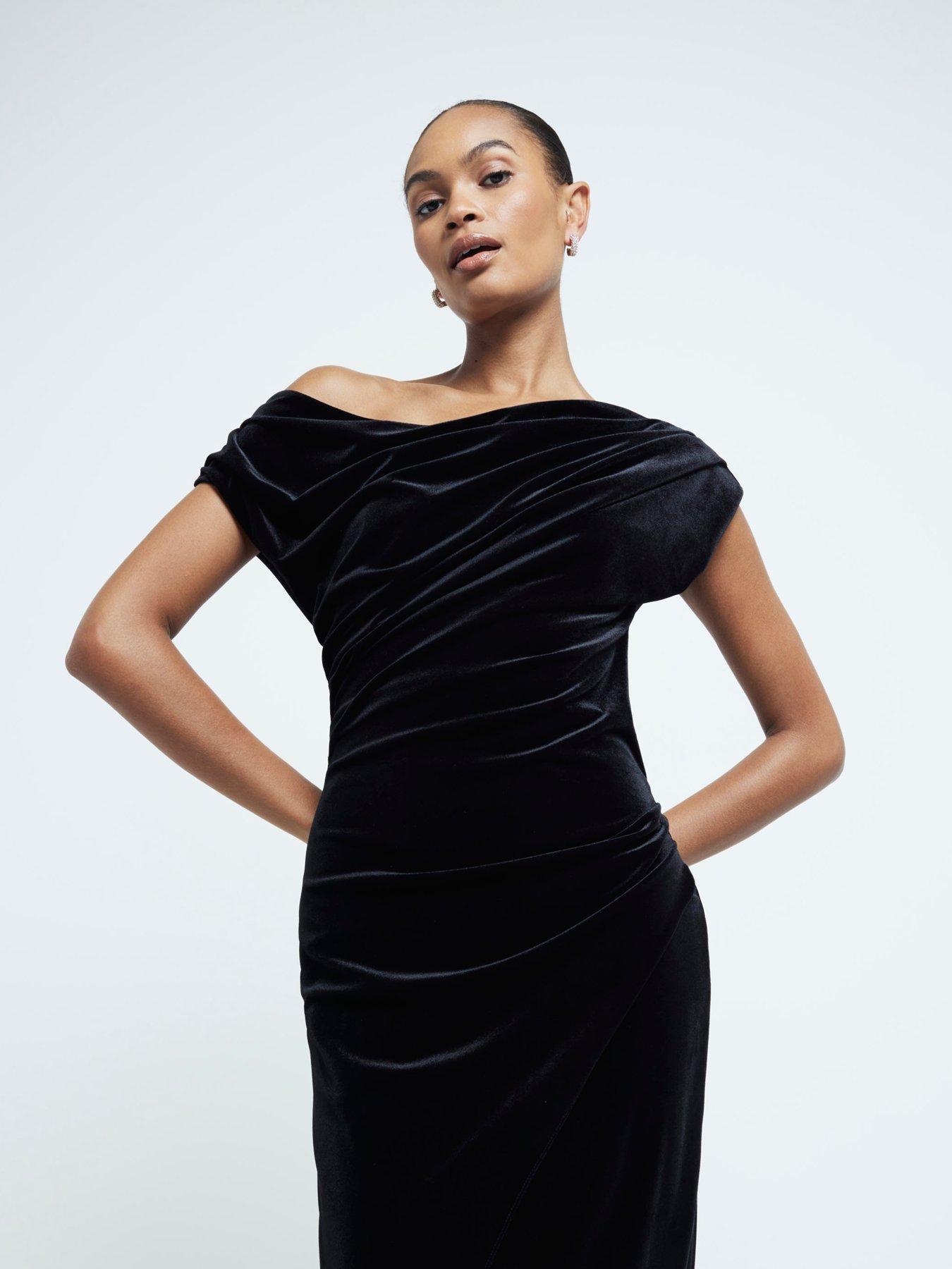 river-island-velvet-drape-midi-dress-blackoutfit