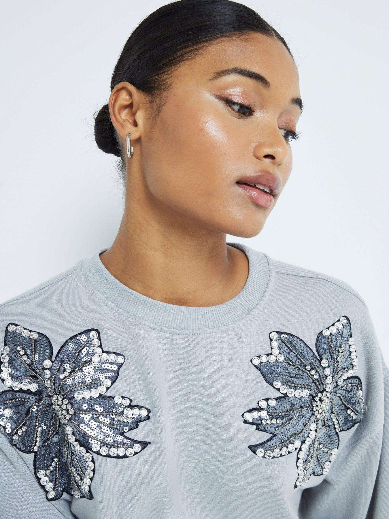 river-island-sequin-flower-sweater-dress-light-greyoutfit