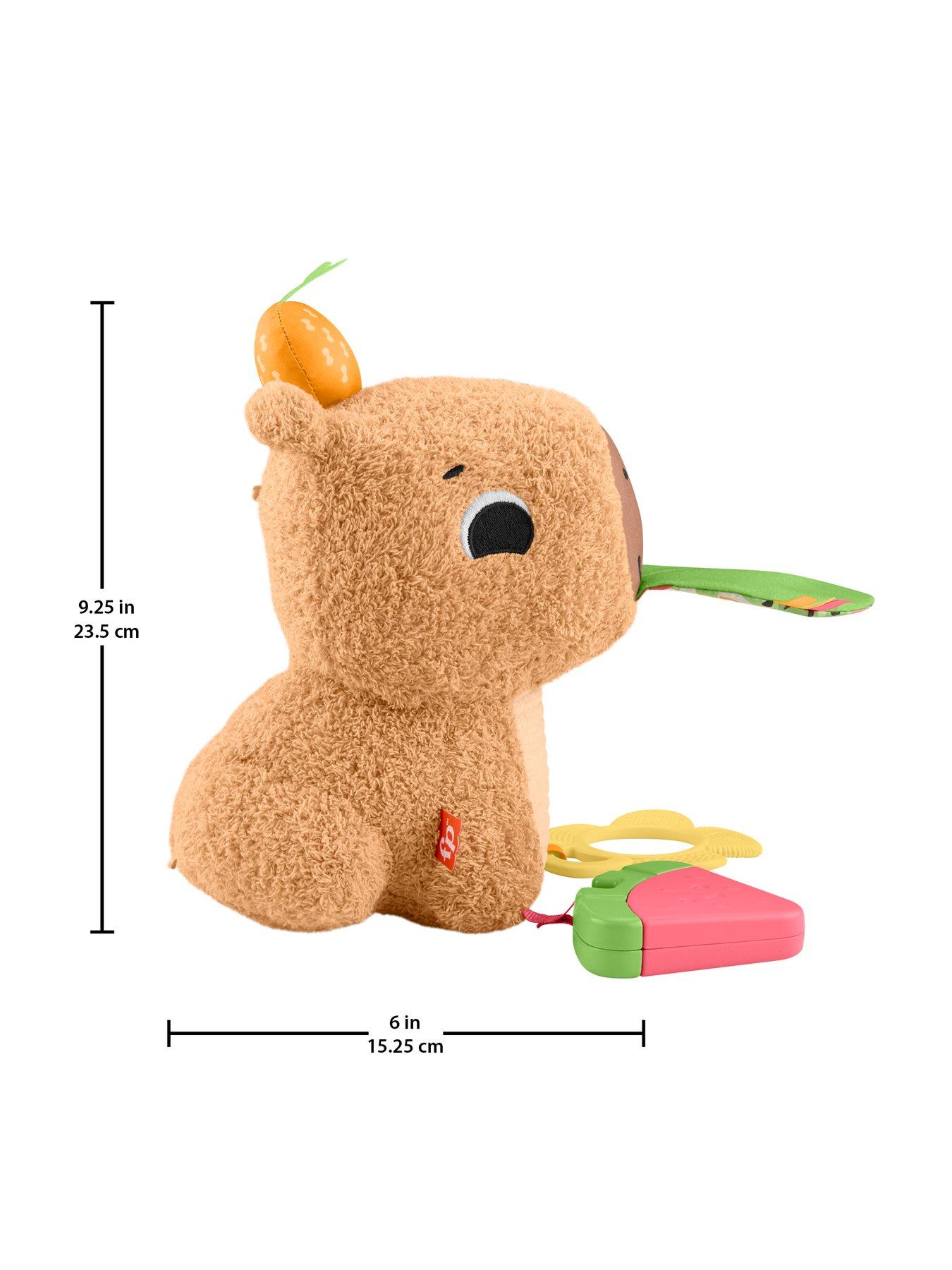 Image 6 of 7 of Fisher-Price Snuggly Snacky Capybara Plush Baby Sensory Toy with Teether &amp; Rattle for Newborns