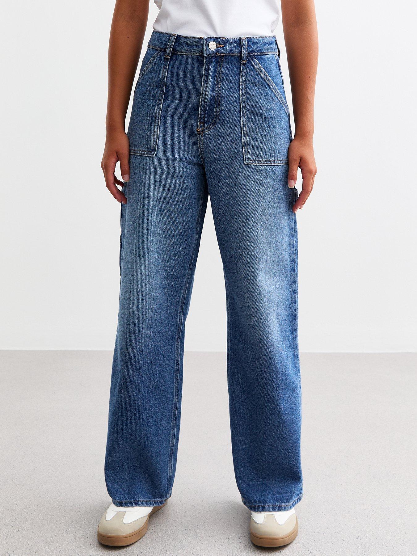 new-look-915-girls-blue-high-waist-wide-leg-pocket-jeansfront