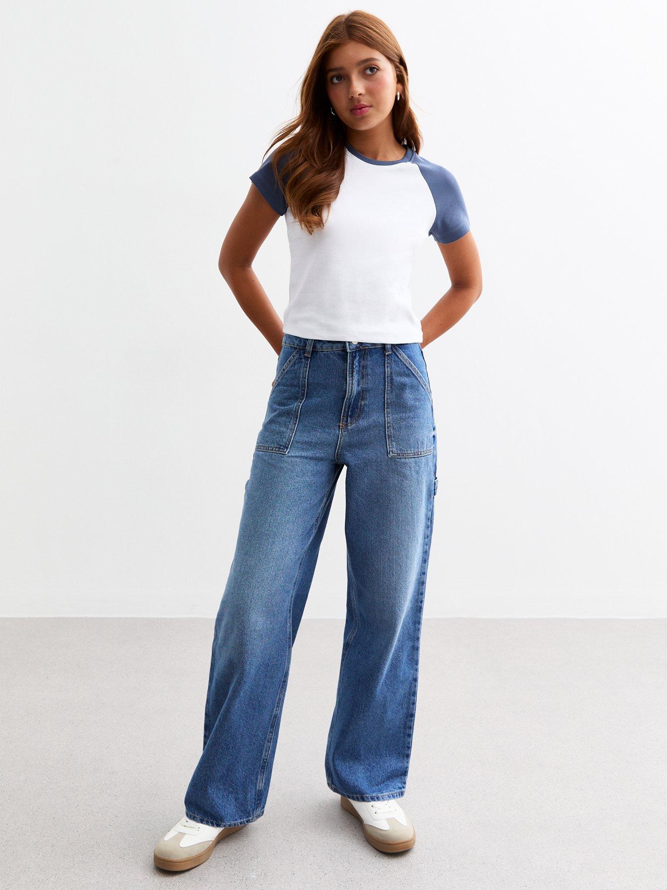 new-look-915-girls-blue-high-waist-wide-leg-pocket-jeansstillFront