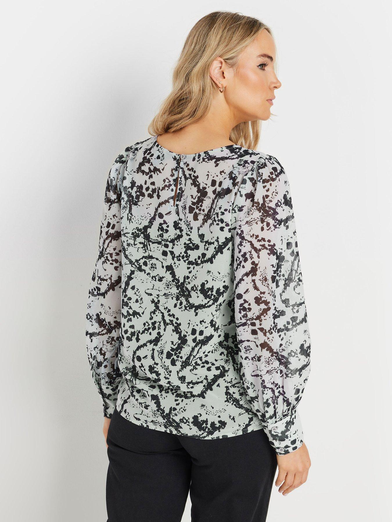 Image 2 of 4 of Long Tall Sally Abstract Scoop Neck Geogette Top - Grey