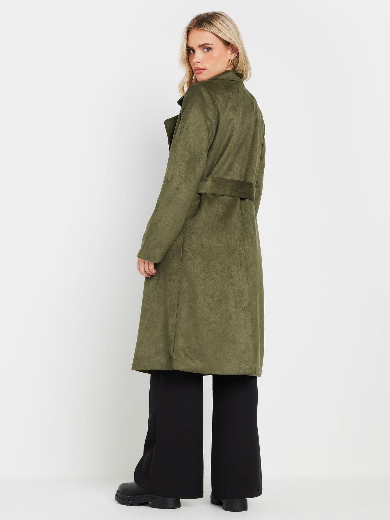 pixiegirl-petite-suedette-trench-coat-greenstillFront