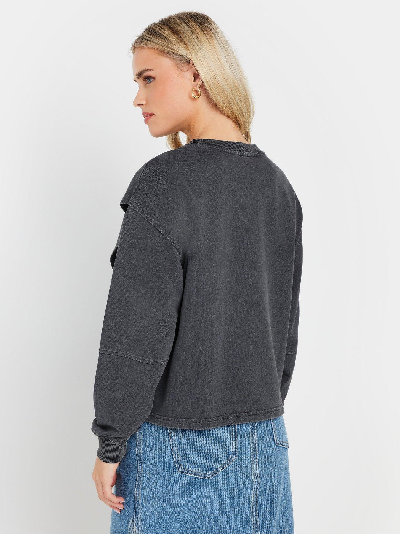 Image 2 of 4 of PixieGirl Petite Acid Wash Cross Over Sweat - Grey