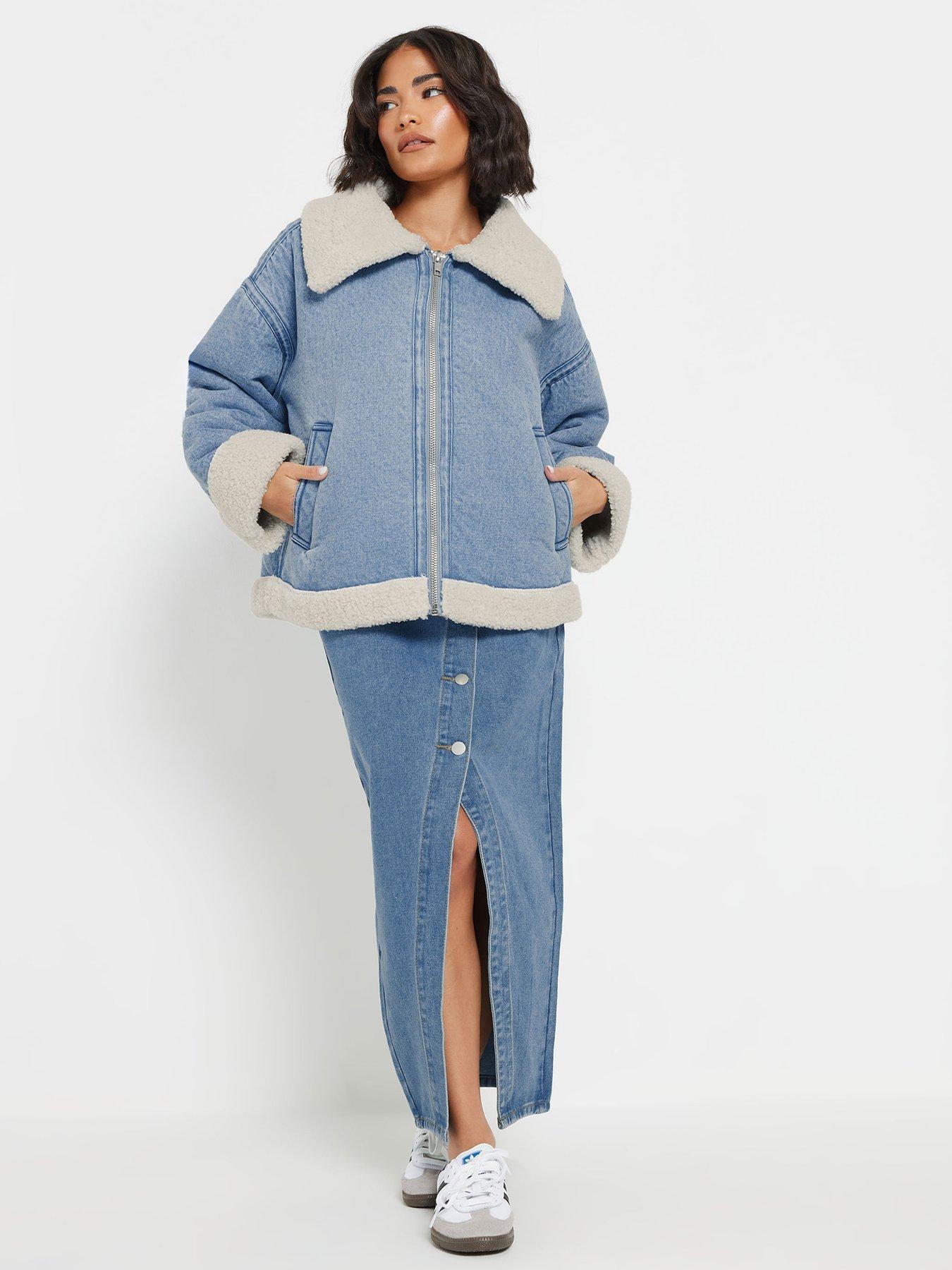 Image 3 of 4 of PixieGirl Petite Denim Aviator Jacket