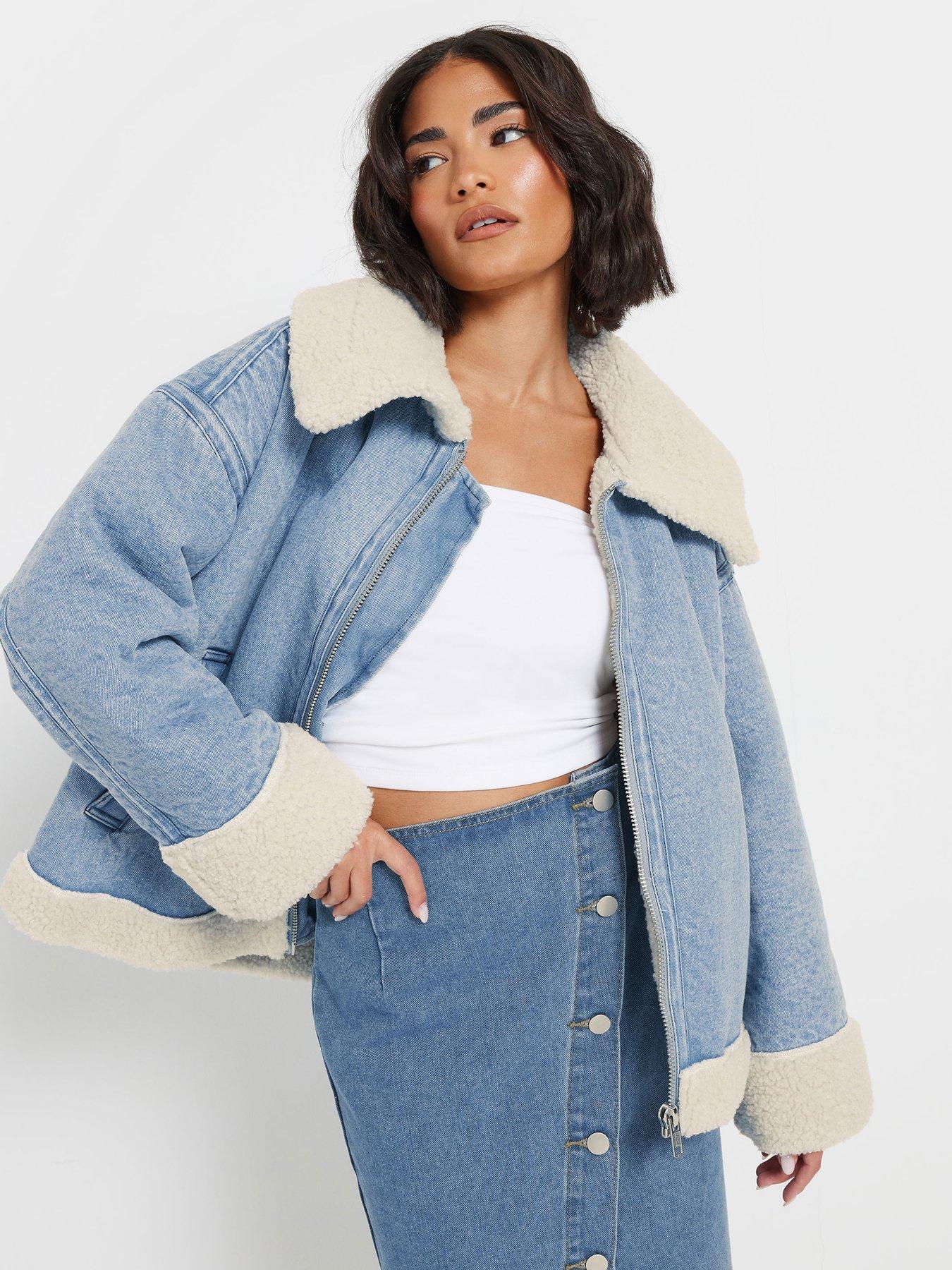 Image 4 of 4 of PixieGirl Petite Denim Aviator Jacket
