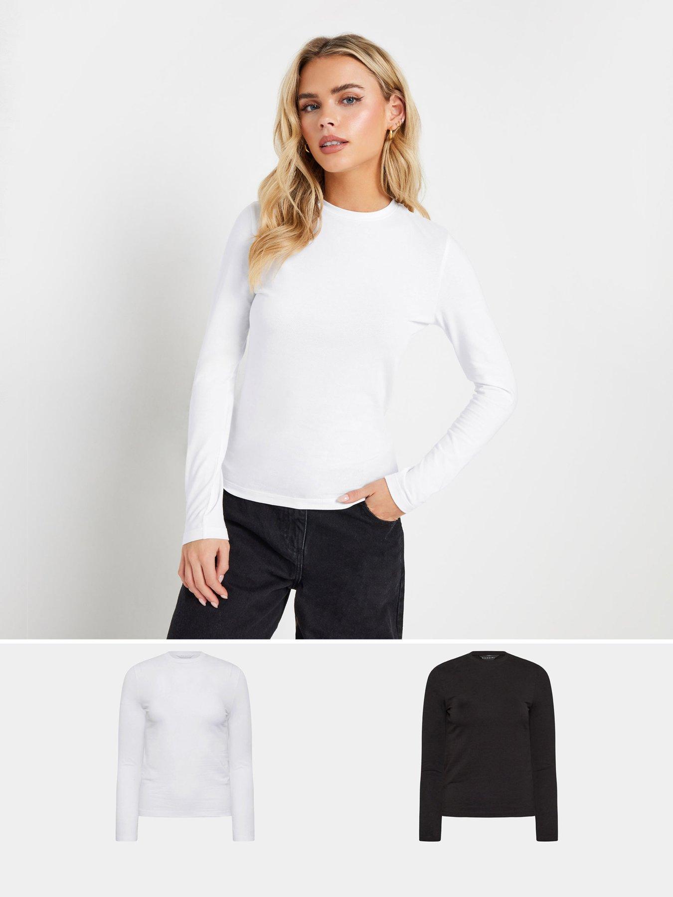 Image of PixieGirl Petite 2 Pack Long Sleeve Fitted T Shirt - Multi