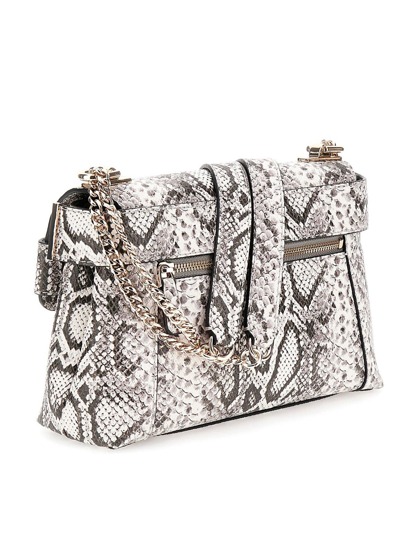 Image 3 of 3 of Guess Anadela Convertible Cross body Flap Bag - Brown Snakeskin