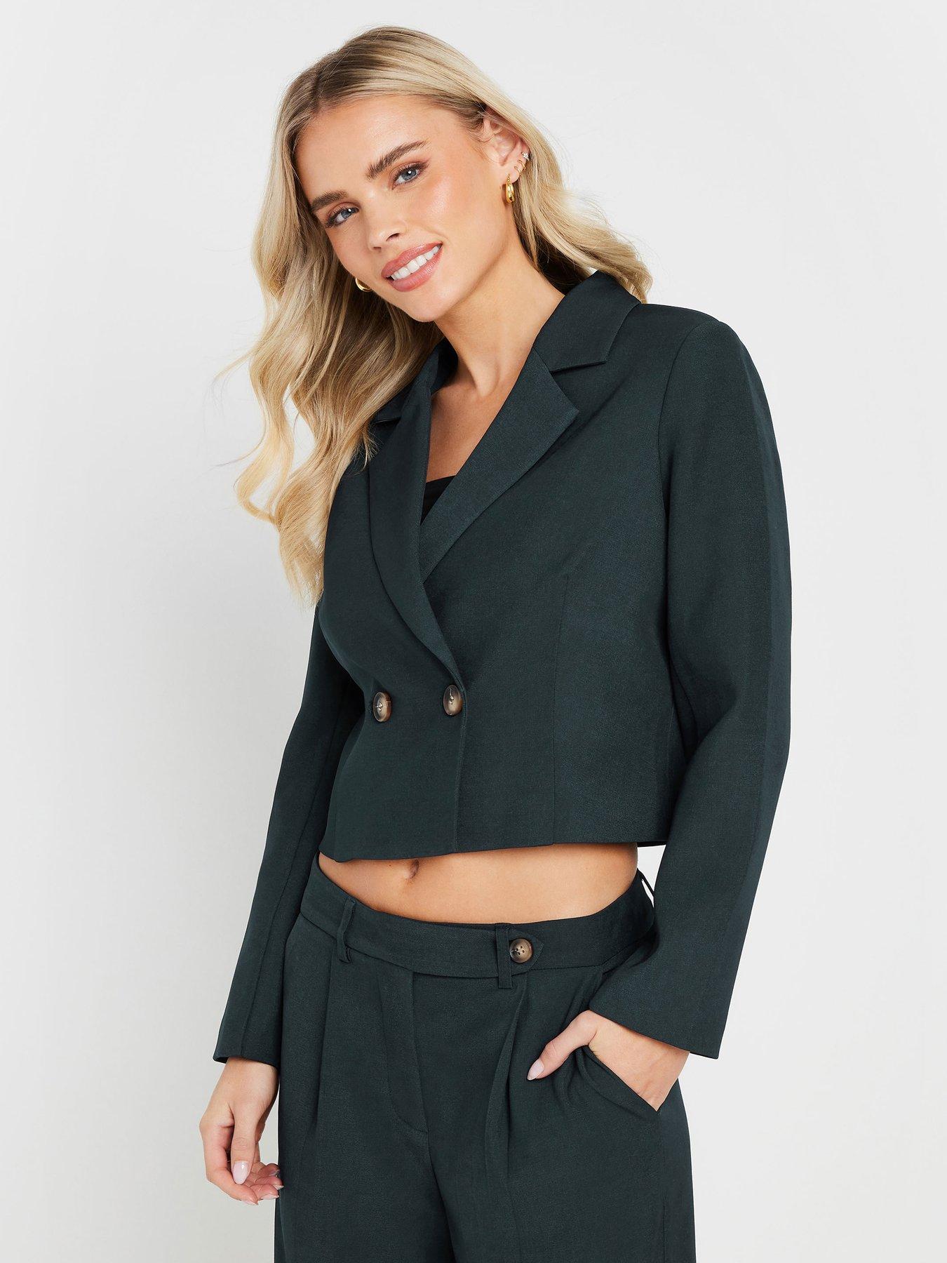PixieGirl Petite Button Short Blazer - Blue