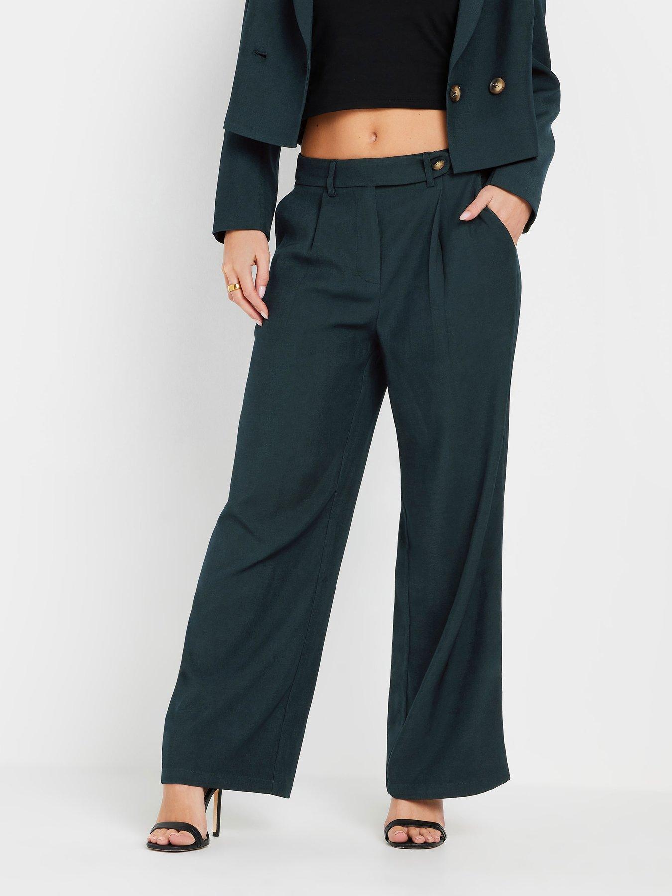 PixieGirl Petite Tab Detail Wide Leg Trouser - Blue