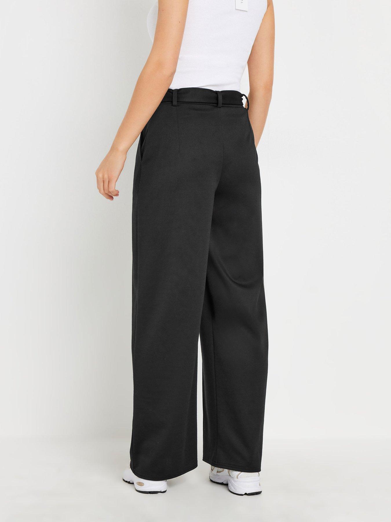 pixiegirl-petite-ponte-belted-wide-leg-trouser-blackstillFront