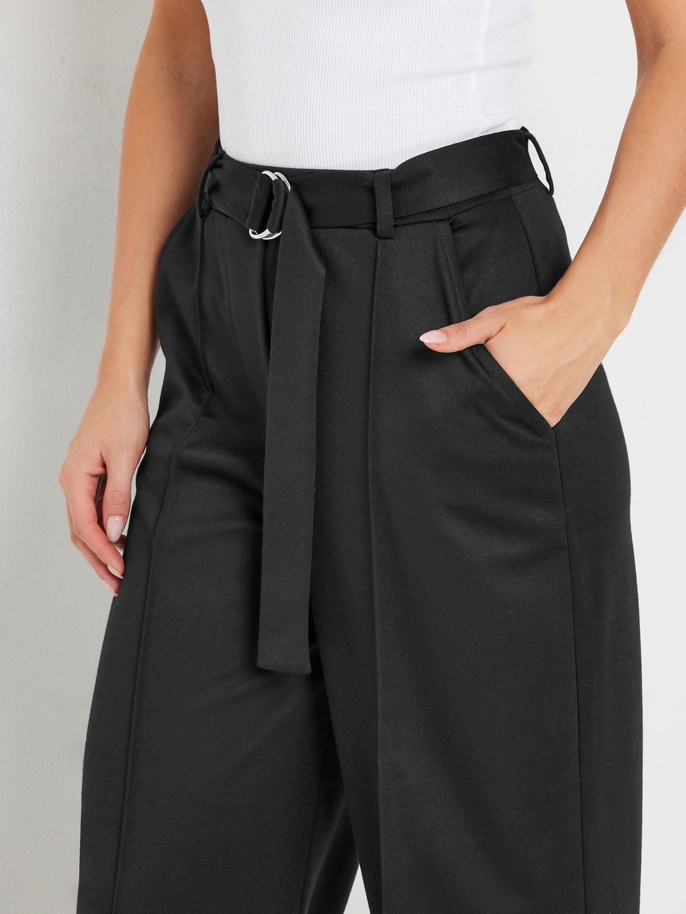 pixiegirl-petite-ponte-belted-wide-leg-trouser-blackoutfit