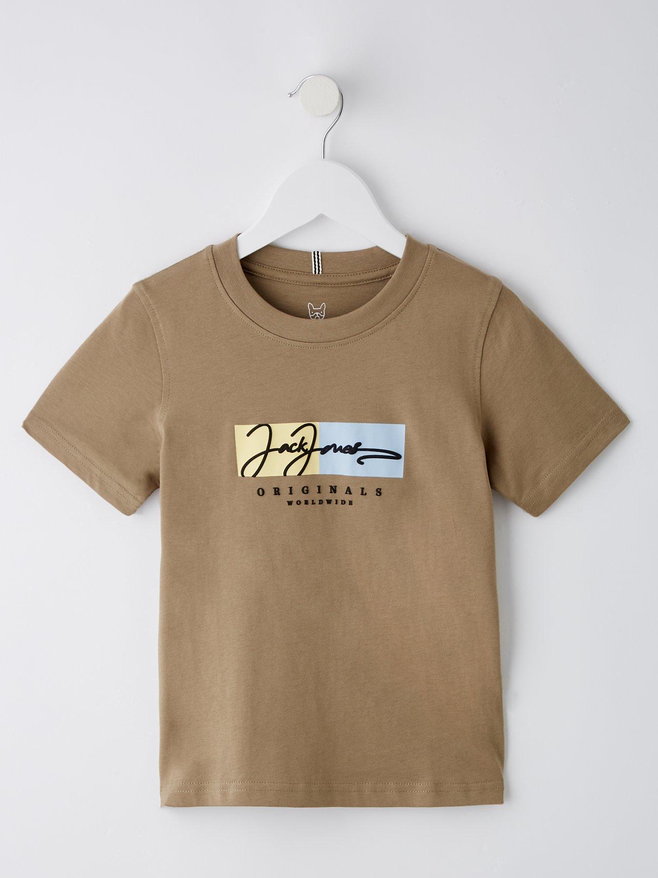 Image of Jack & Jones Mini Younger Boys Frederiksberg Boxscript Short Sleeve T-Shirt - Silver Sage