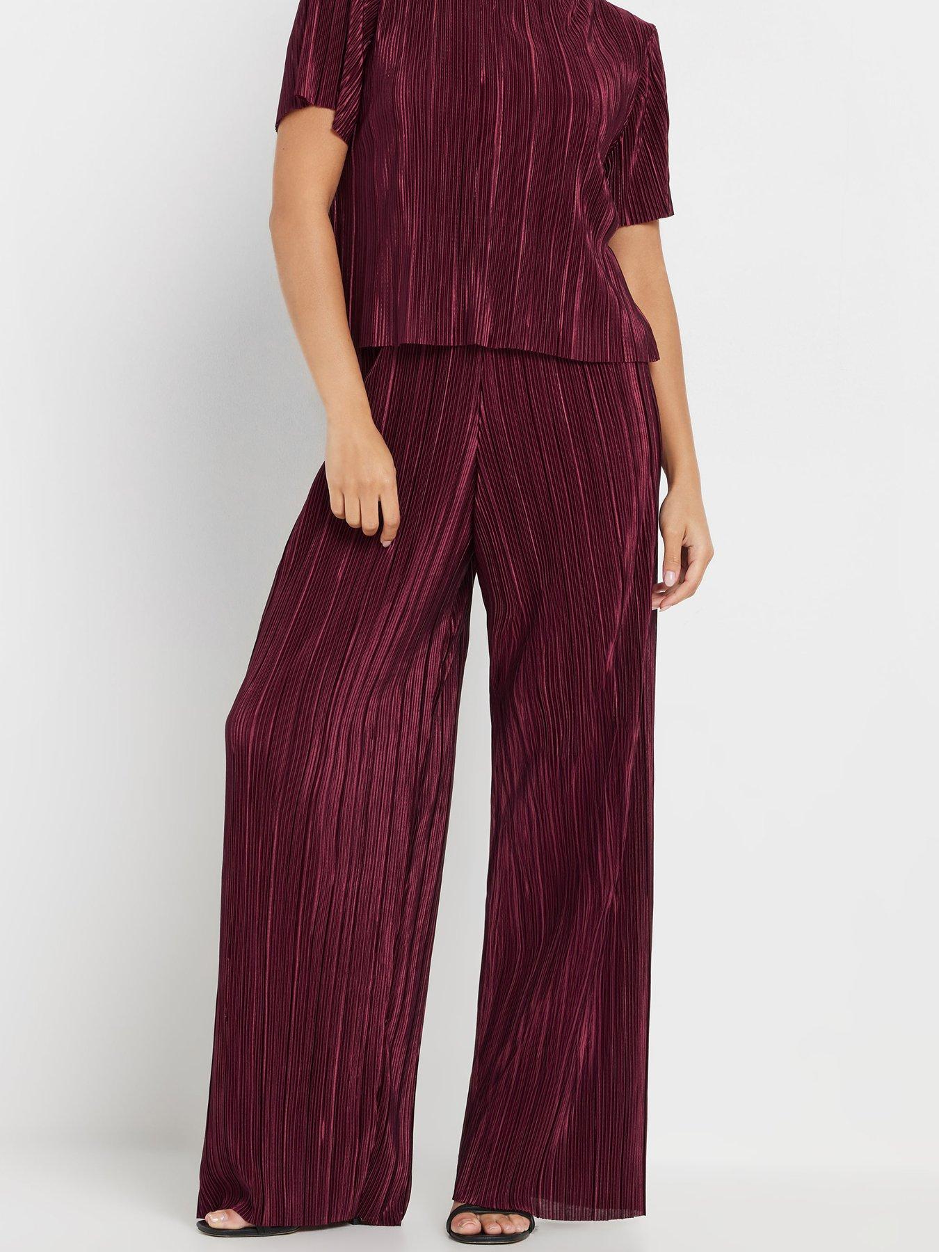 pixiegirl-petite-wide-leg-plisse-trouser-redfront