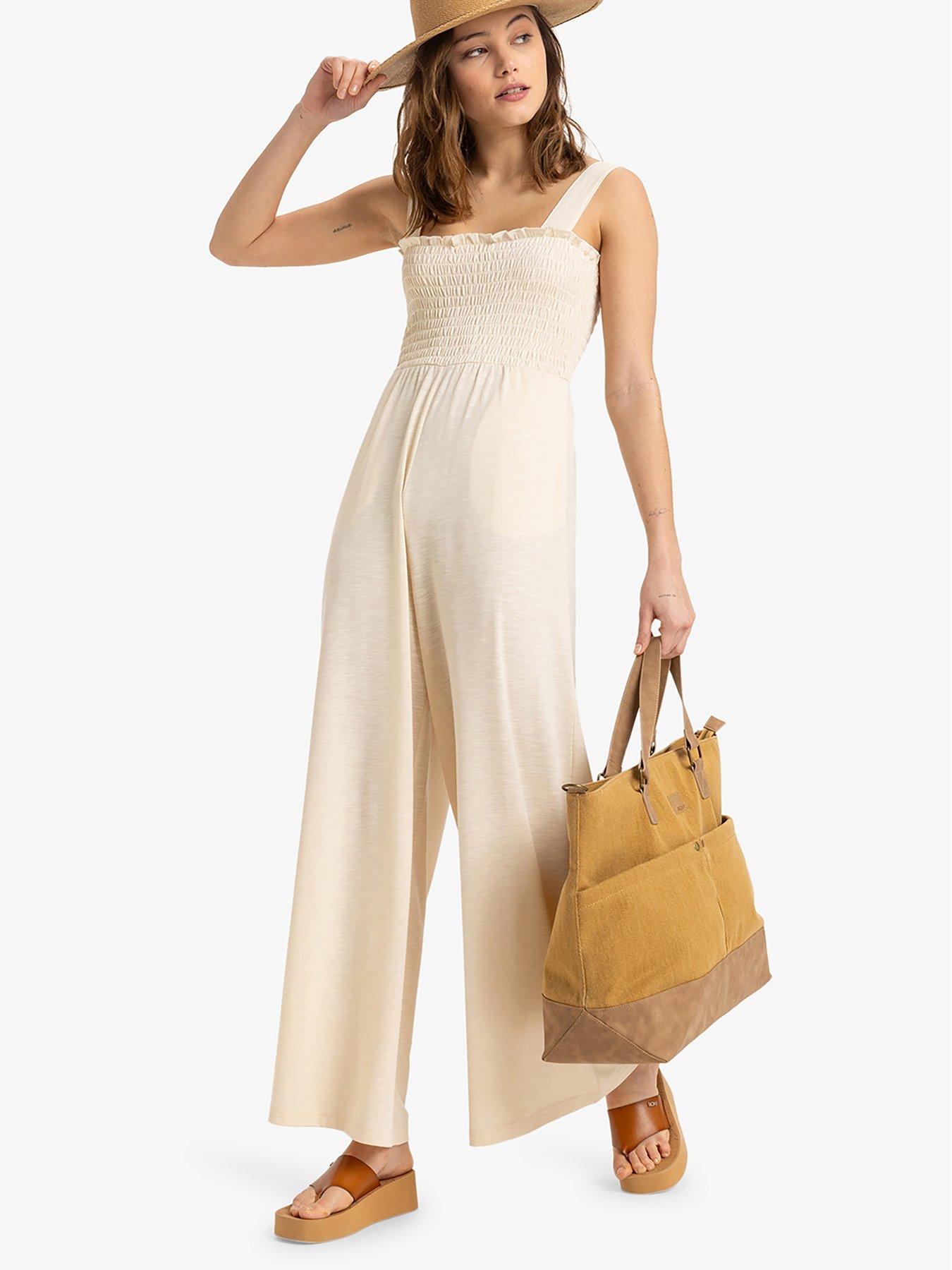 Image 1 of 4 of Roxy Womens Just Passing By Jumpsuit All-In-One - Beige