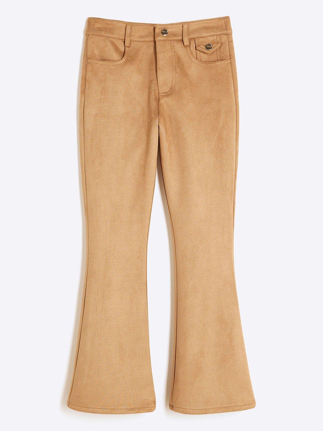 undefined Girls Suedette Flared Trousers - Brown