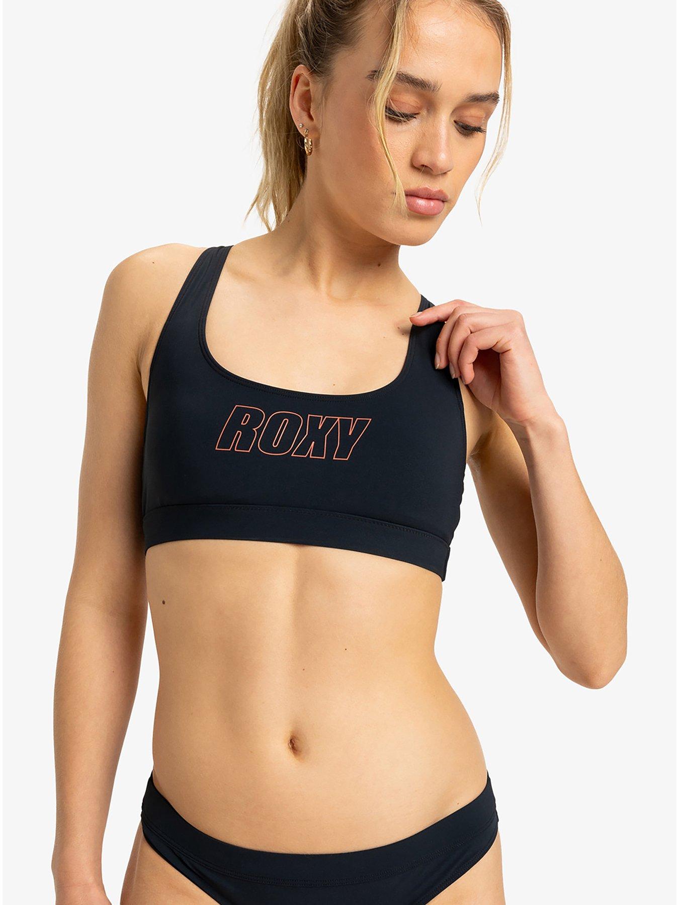 Roxy Womens Active Bralette Bikini Swim Top - Black