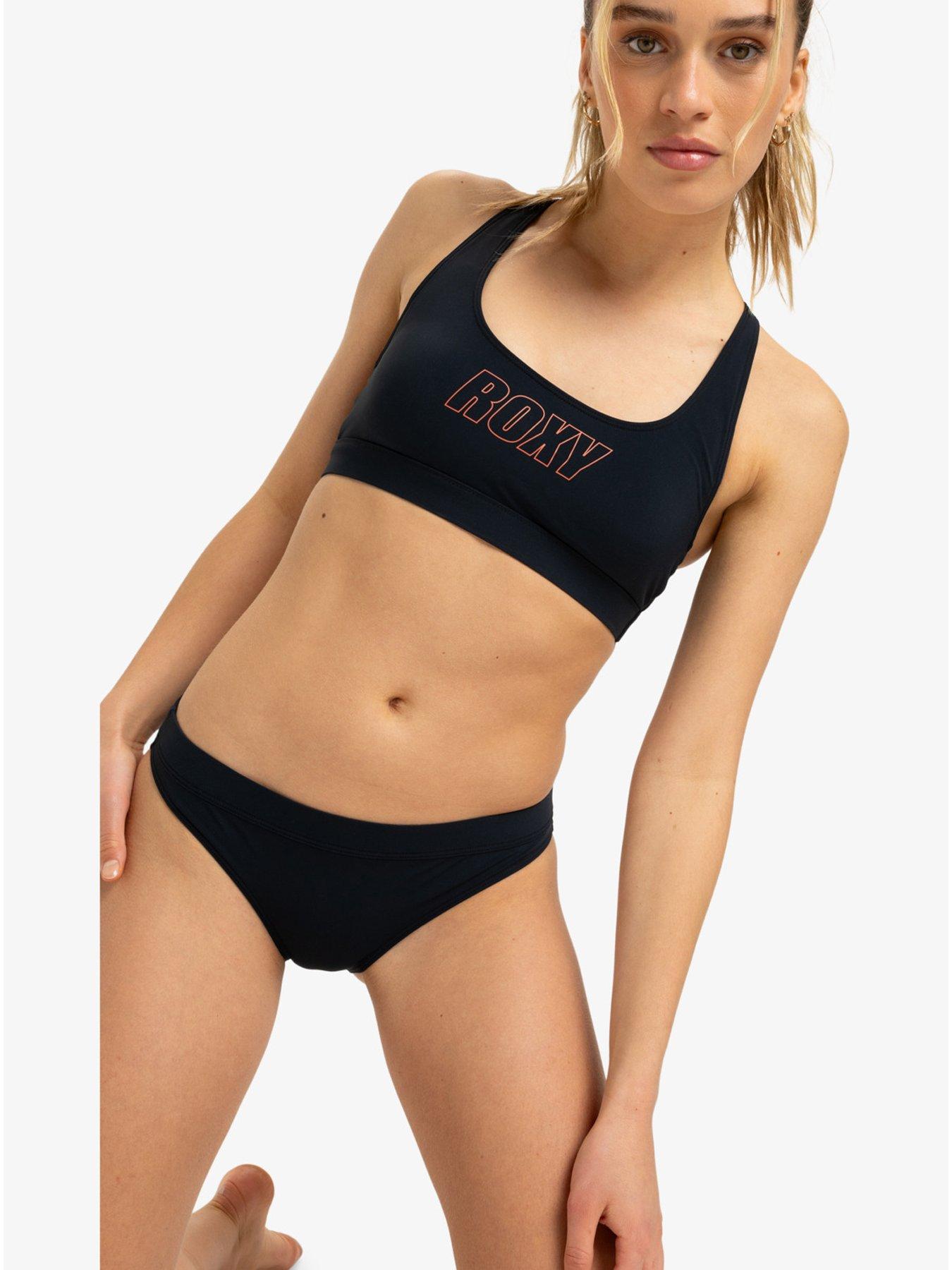 Image 3 of 4 of Roxy Womens Active Bralette Tank Separate Top Swimsuit - Black