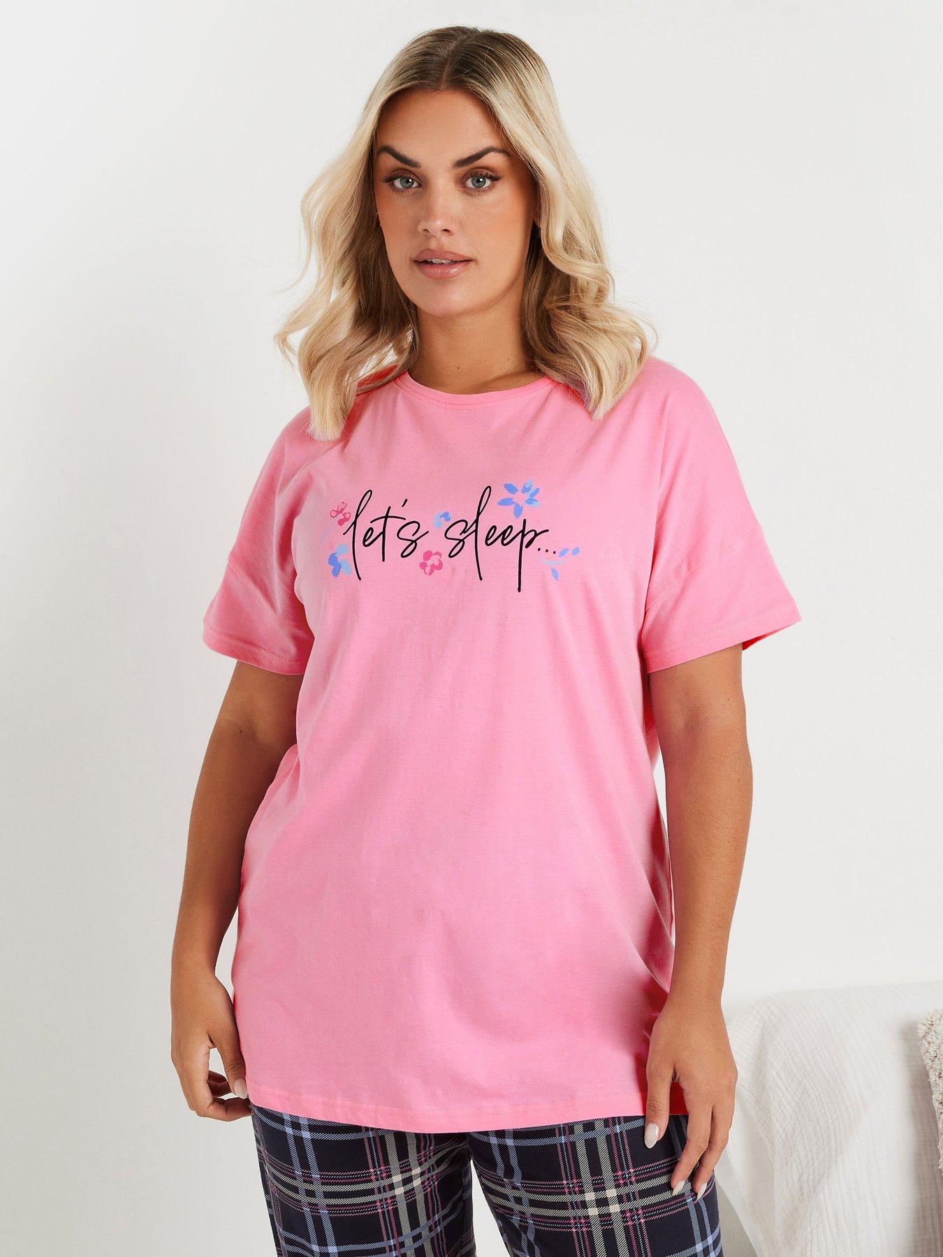 Image 1 of 4 of Yours Curve Love Sleep Sleeptee Top - Pink