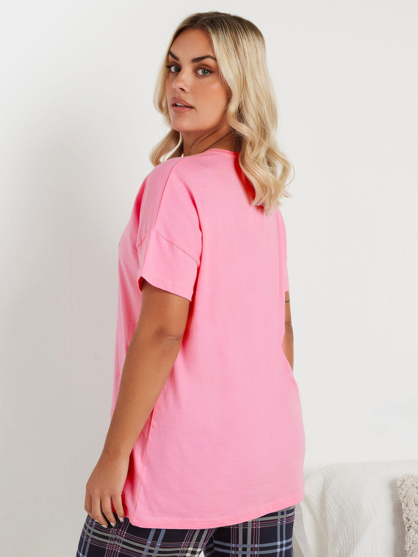 Image 2 of 4 of Yours Curve Love Sleep Sleeptee Top - Pink