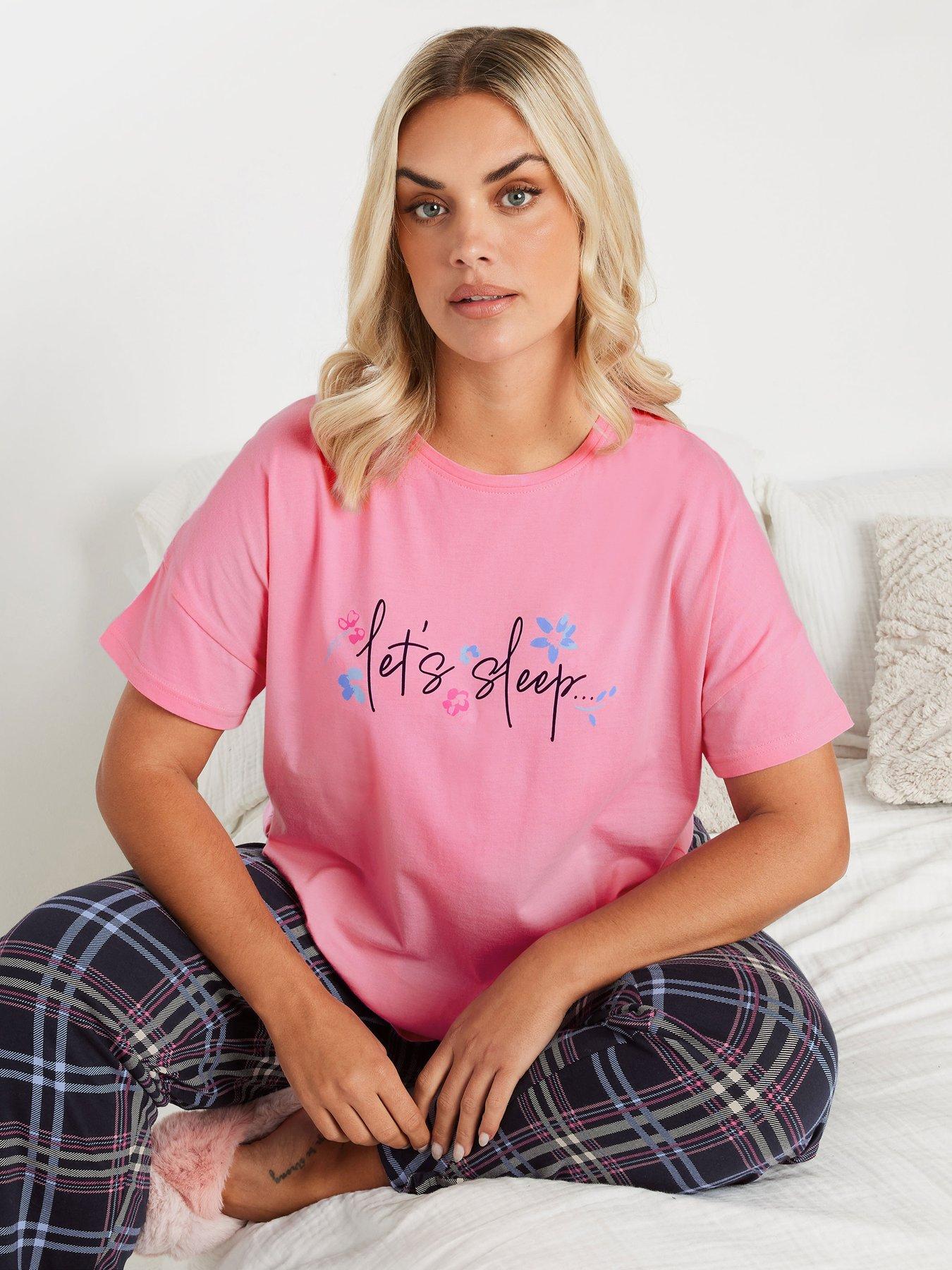 Image 4 of 4 of Yours Curve Love Sleep Sleeptee Top - Pink