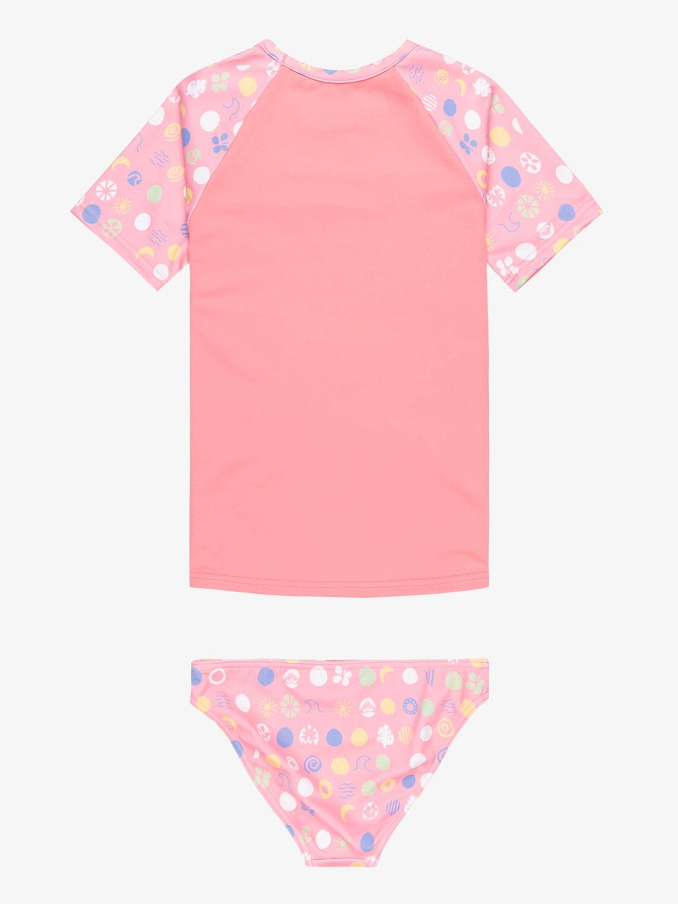 Image 2 of 3 of Roxy Girls Dot Short Sleeve Lycra Rashguard Set - Pink