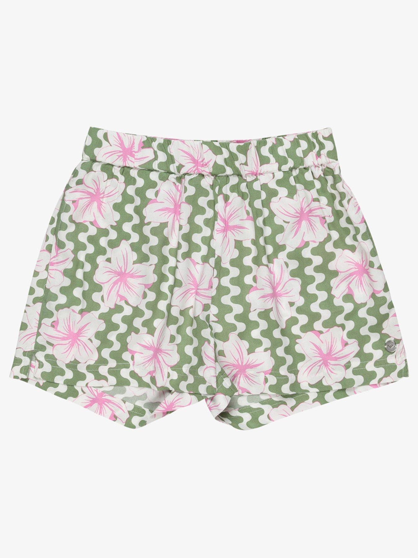 Roxy Girls Blue Ocean Floor Elastic Waist Shorts - Green
