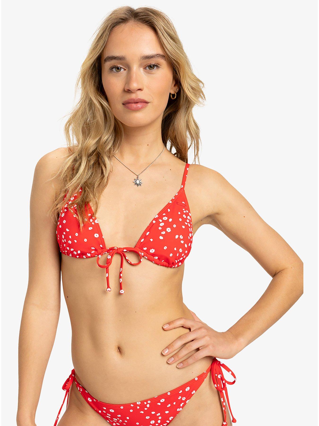 Image 1 of 4 of Roxy Womens Beach Classics Strappy Triangle Separate Top Swimsuit - Red