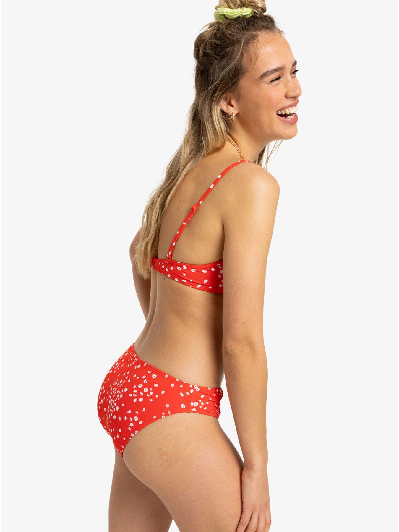 Image 4 of 5 of Roxy Womens Beach Classics Wrap Bra Triangle Separate Top Swimsuit - Red
