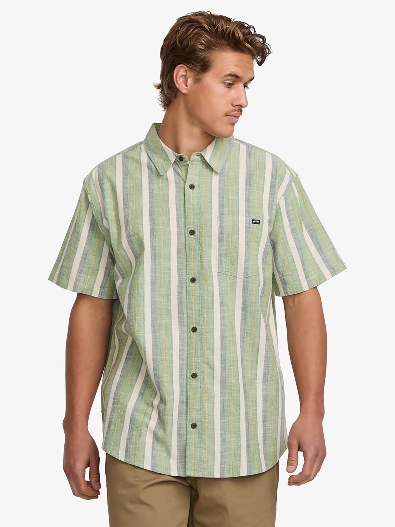 Billabong Mens All Day Stripe Short Sleeve Shirt - Green