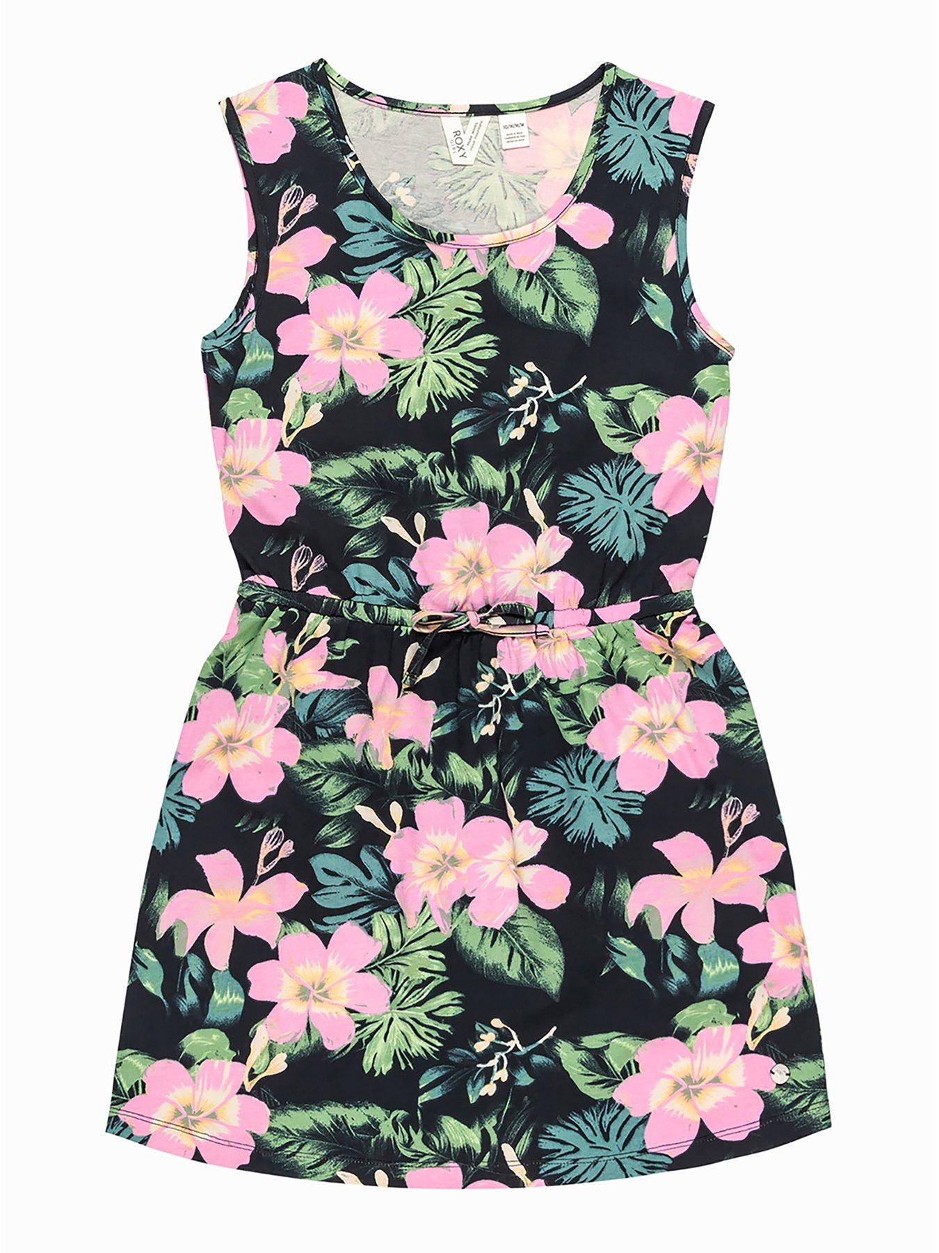 Image 1 of 3 of Roxy Girls Surfs Up Rg Printed Sleeveless Dress - Black