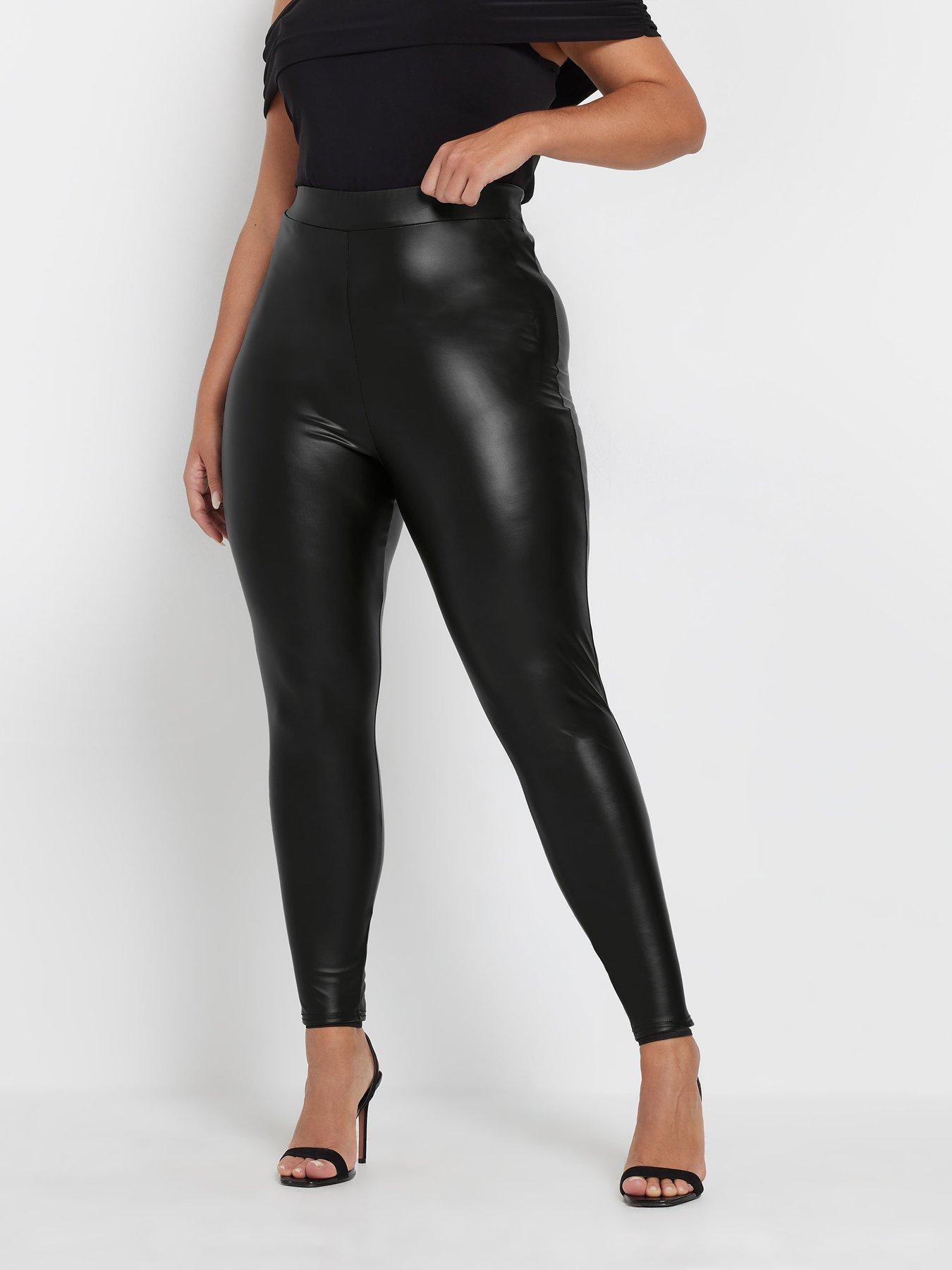 Yours Curve Stretch Coated Leggings - Black