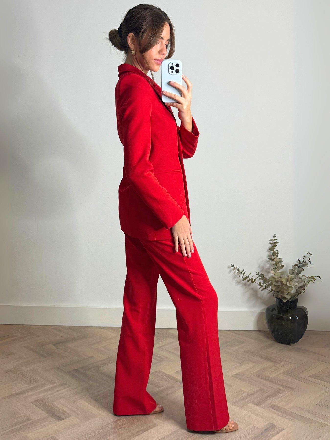 Image 3 of 4 of Style Cheat Flared Leg Trouser - Red