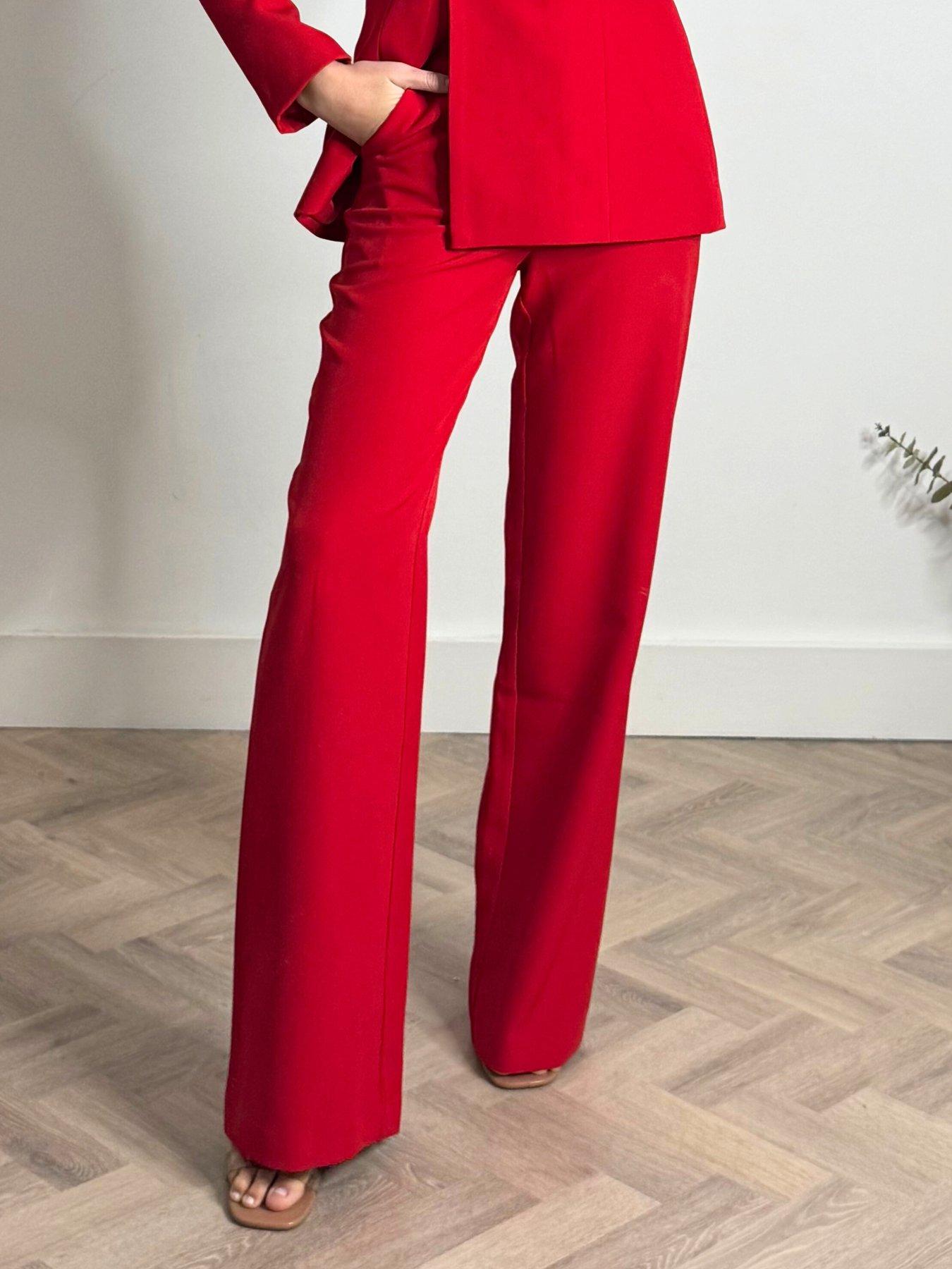 Image 4 of 4 of Style Cheat Flared Leg Trouser - Red