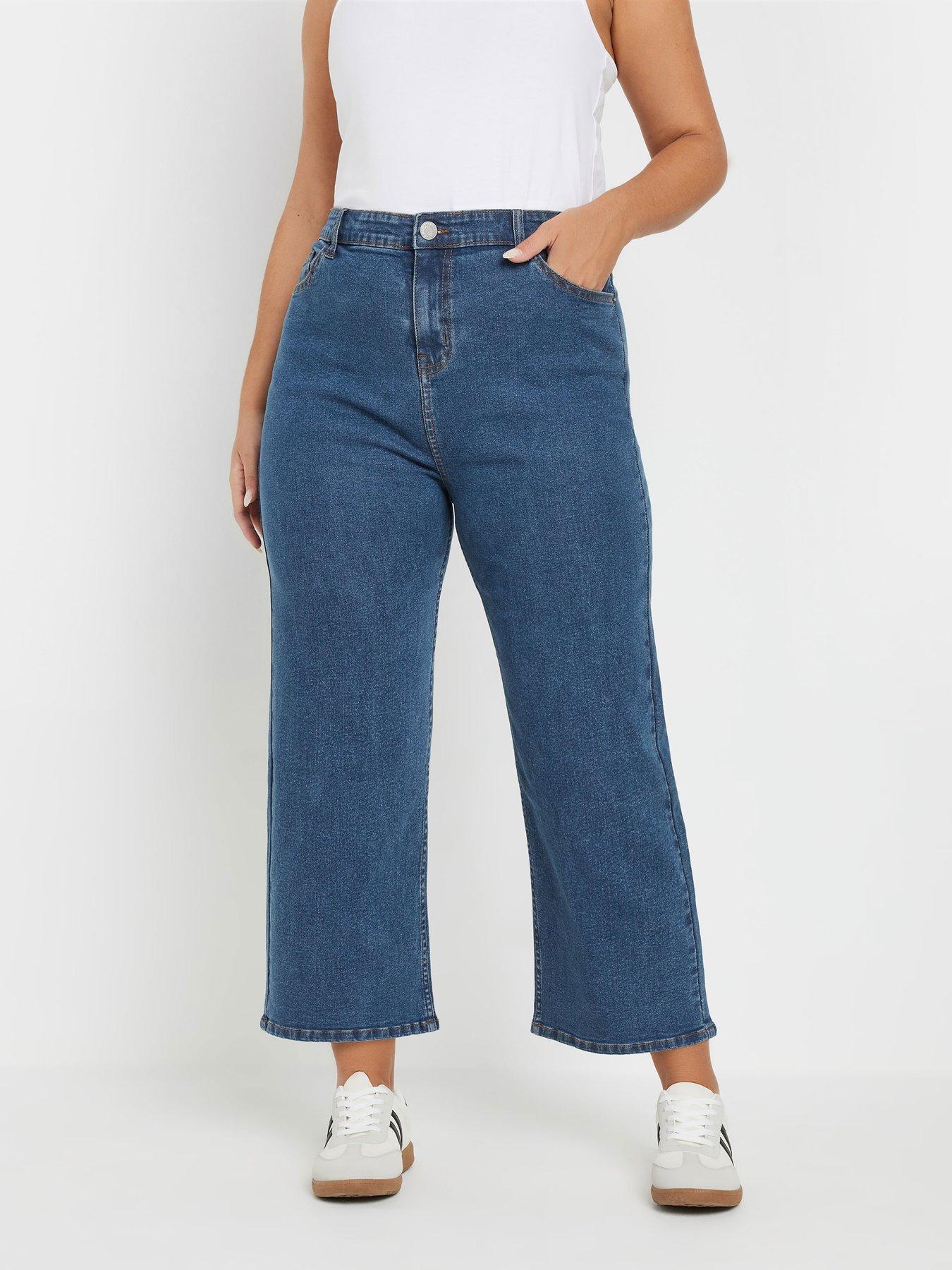 yours-curve-wide-leg-crop-trouser-blue