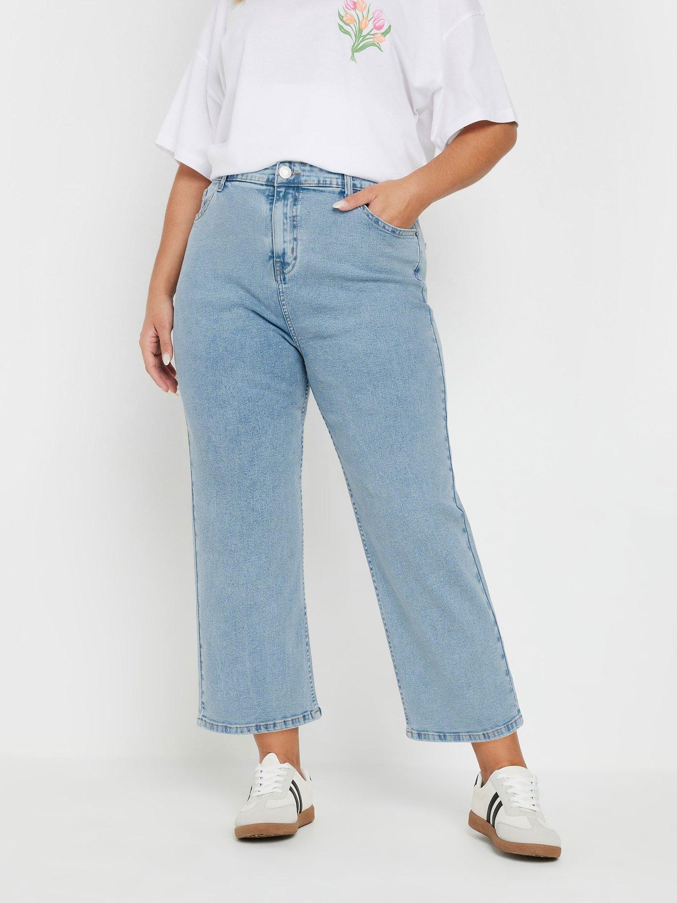 Image 1 of 4 of Yours Curve Wide Leg Crop Trouser - Blue