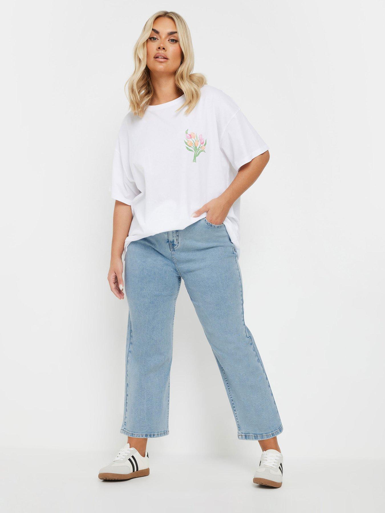 Image 3 of 4 of Yours Curve Wide Leg Crop Trouser - Blue
