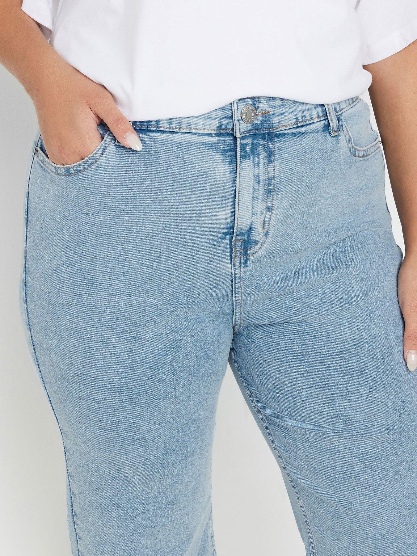 Image 4 of 4 of Yours Curve Wide Leg Crop Trouser - Blue