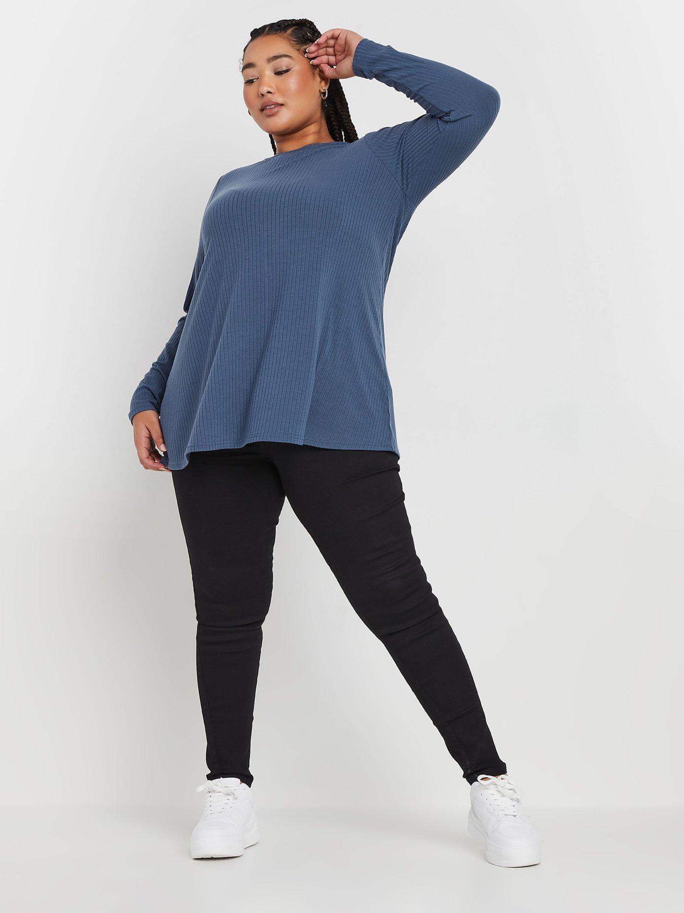 yours-curve-long-sleeve-rib-swing-t-shirt-blueback