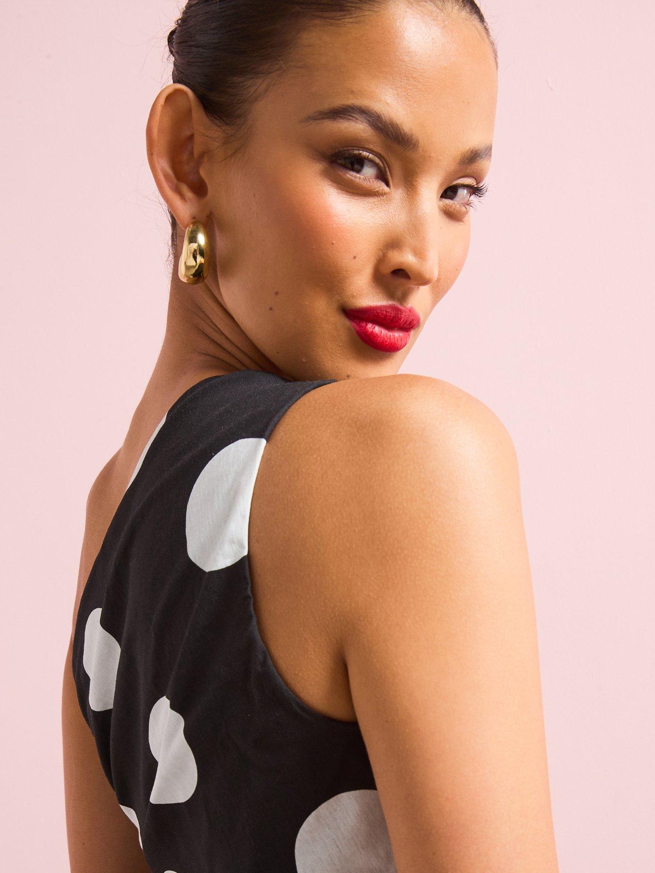 Image 4 of 6 of Style Cheat One Shoulder Puff Ball Dress - Mono