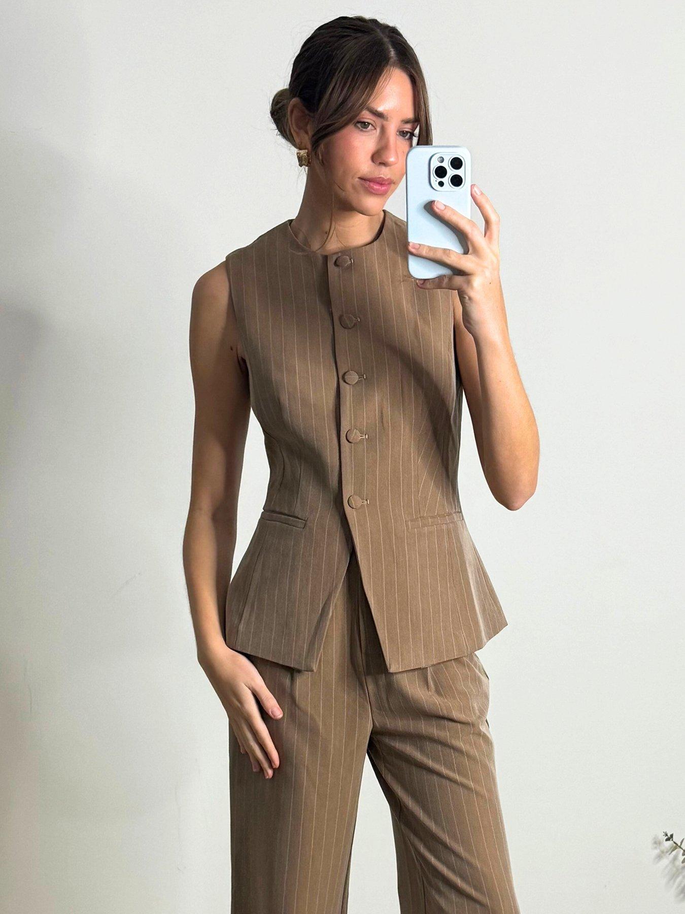 Style Cheat High Neck Waistcoat - Brown